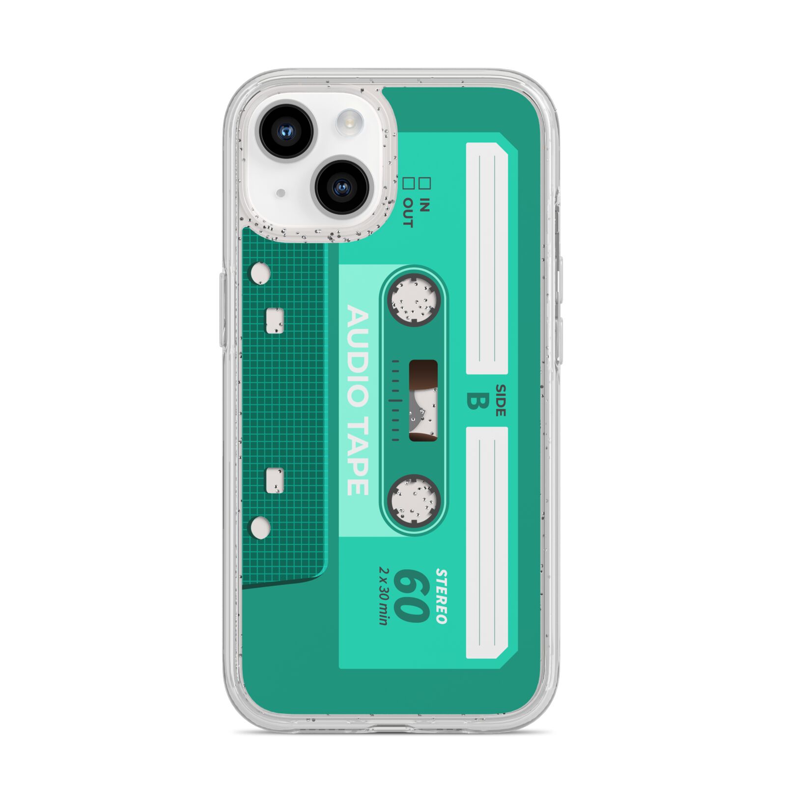 Retro Green Tape iPhone 14 Glitter Tough Case Starlight