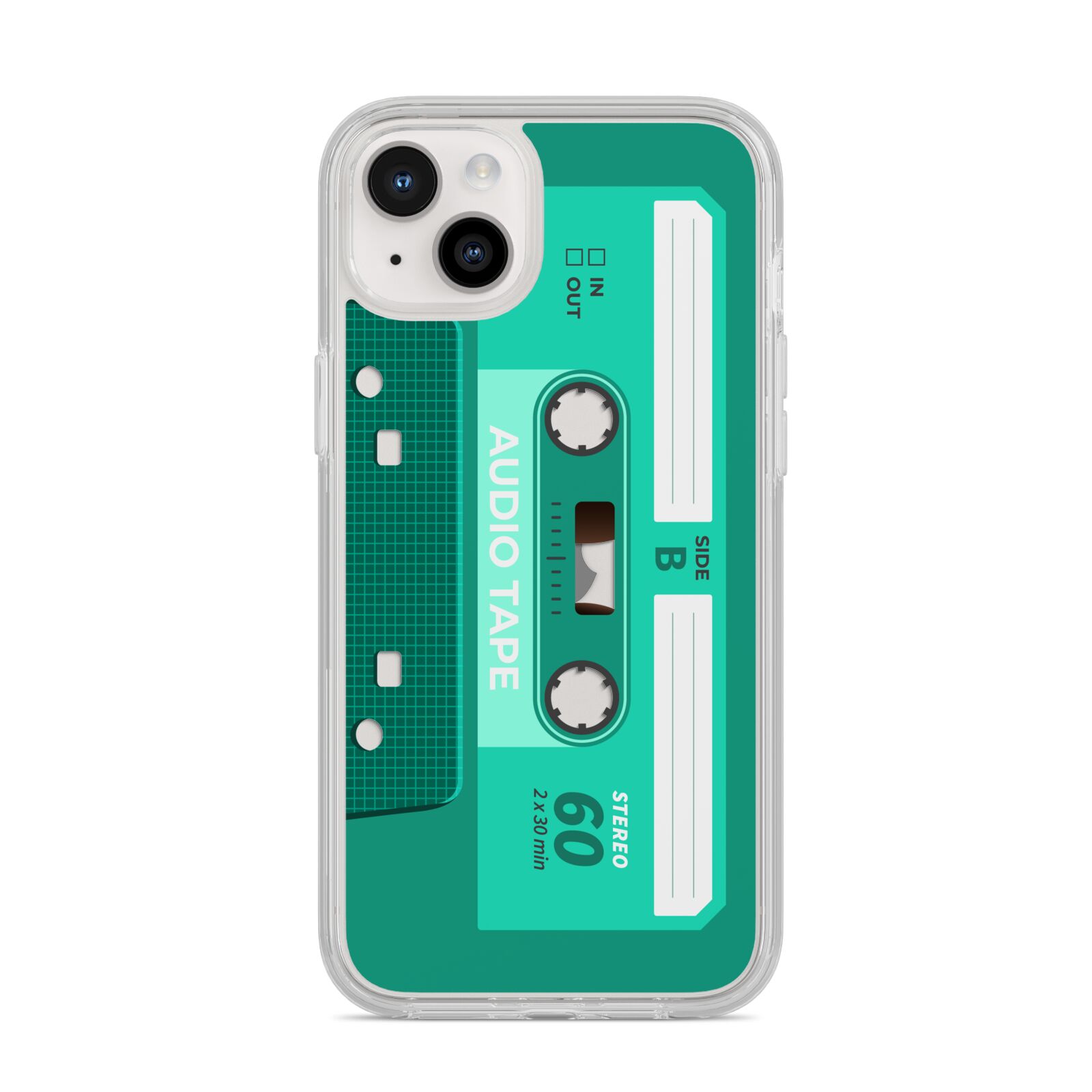 Retro Green Tape iPhone 14 Plus Clear Tough Case Starlight