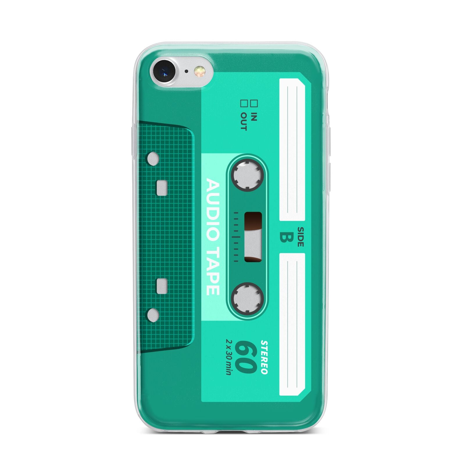 Retro Green Tape iPhone 7 Bumper Case on Silver iPhone