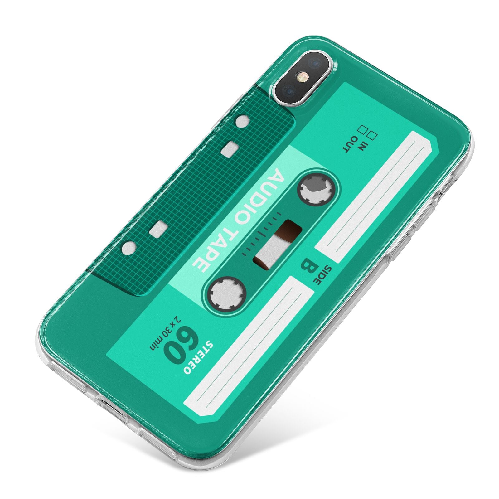 Retro Green Tape iPhone X Bumper Case on Silver iPhone