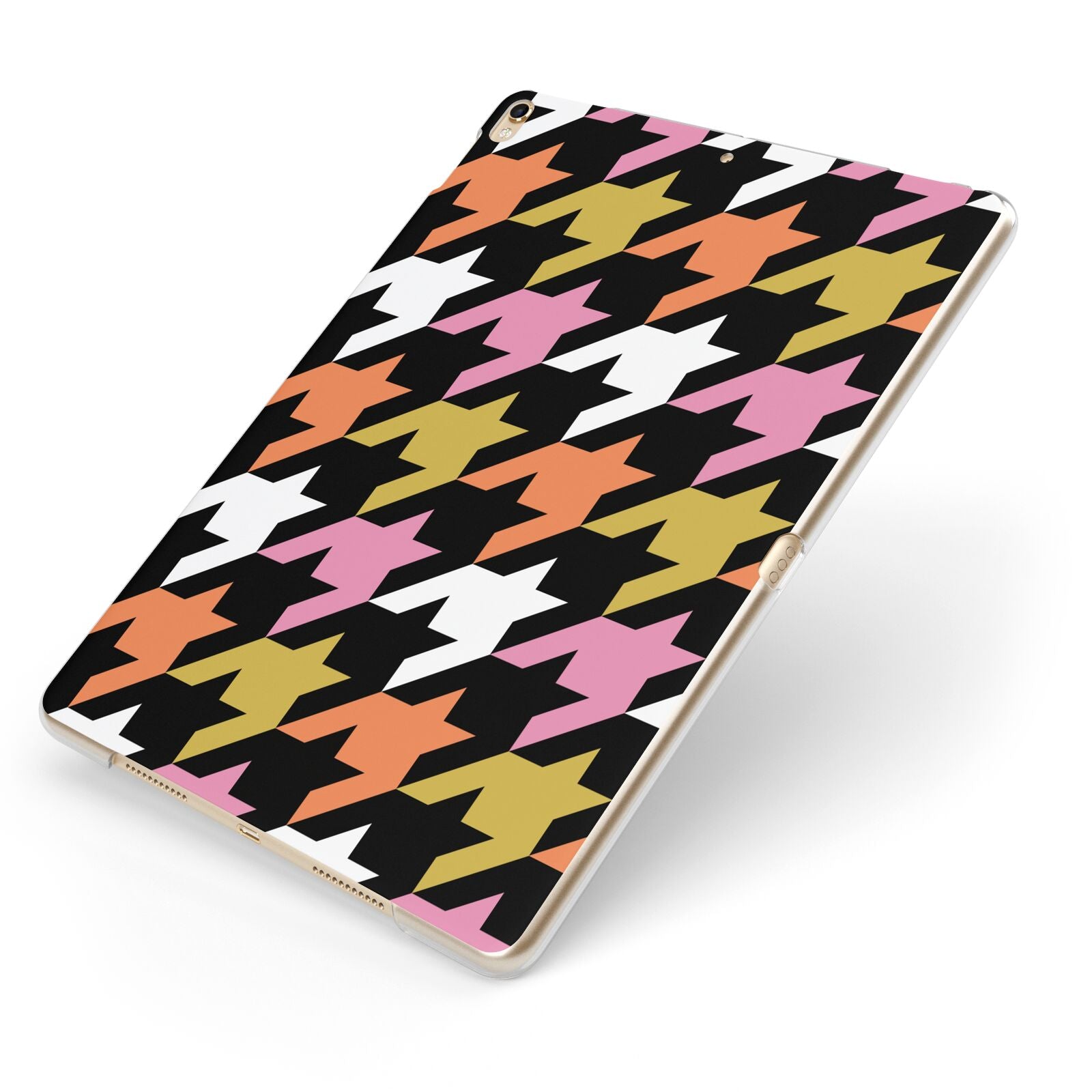 Retro Houndstooth Apple iPad Case on Gold iPad Side View