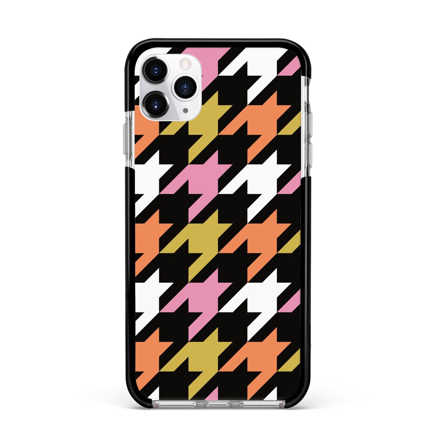 Retro Houndstooth Apple iPhone 11 Pro Max in Silver with Black Impact Case