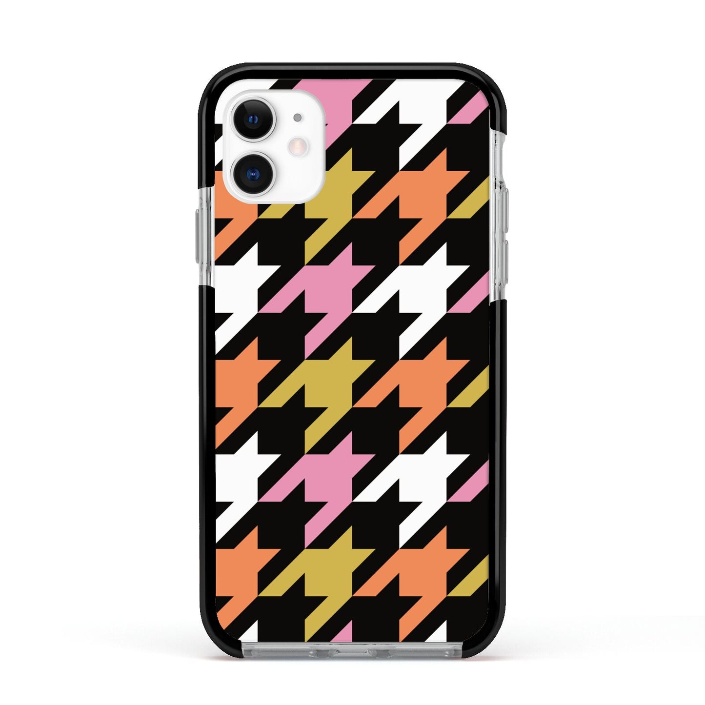 Retro Houndstooth Apple iPhone 11 in White with Black Impact Case