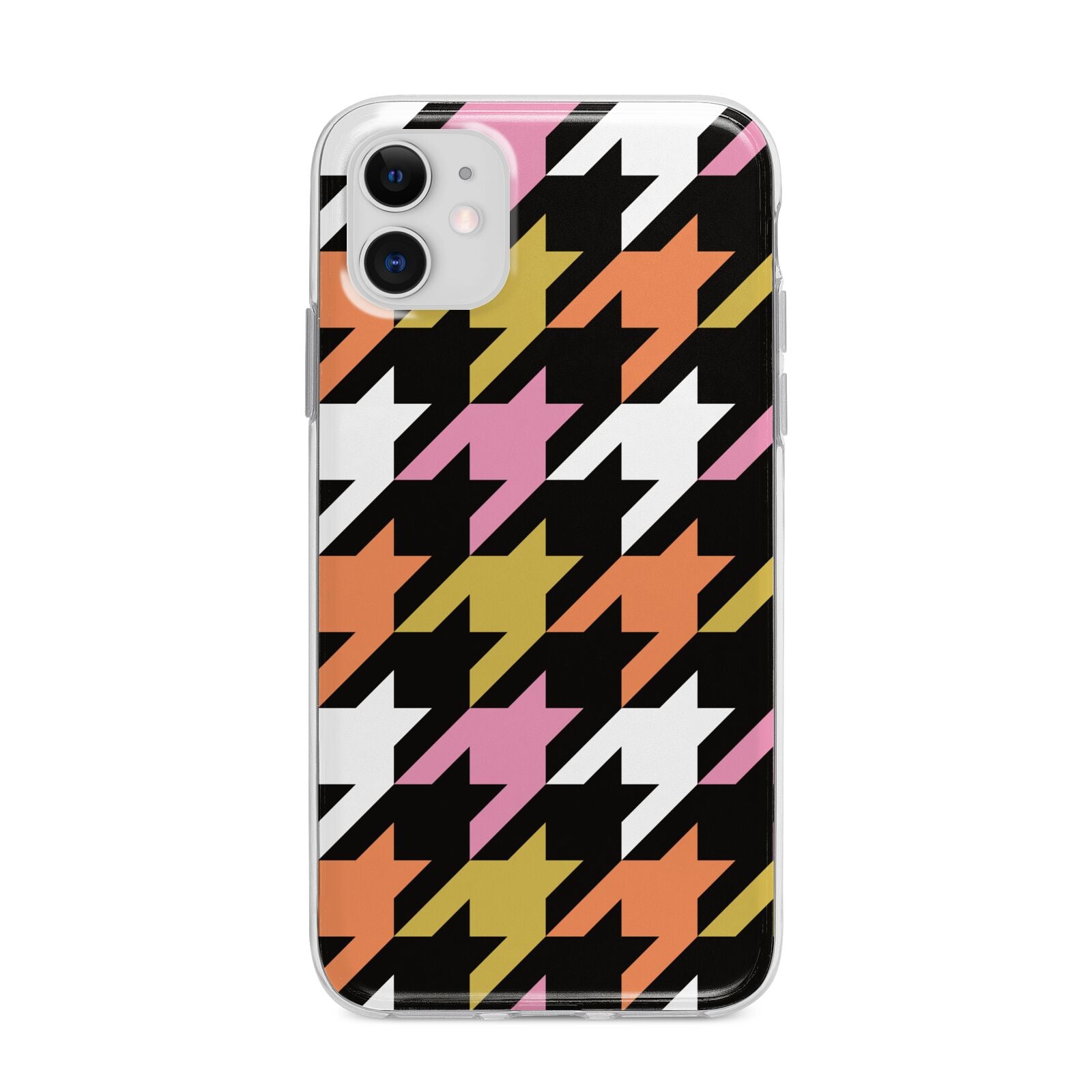 Retro Houndstooth Apple iPhone 11 in White with Bumper Case