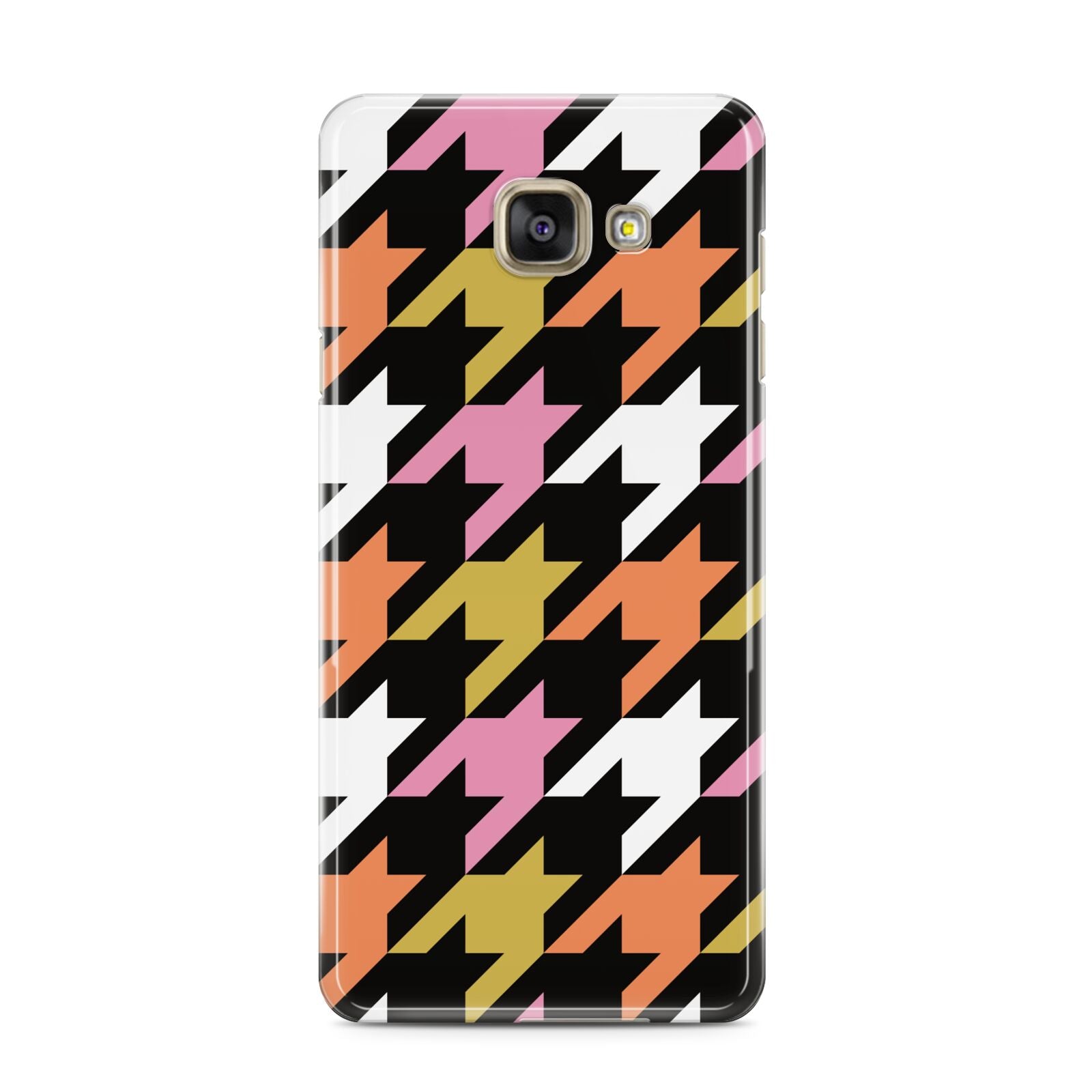 Retro Houndstooth Samsung Galaxy A3 2016 Case on gold phone