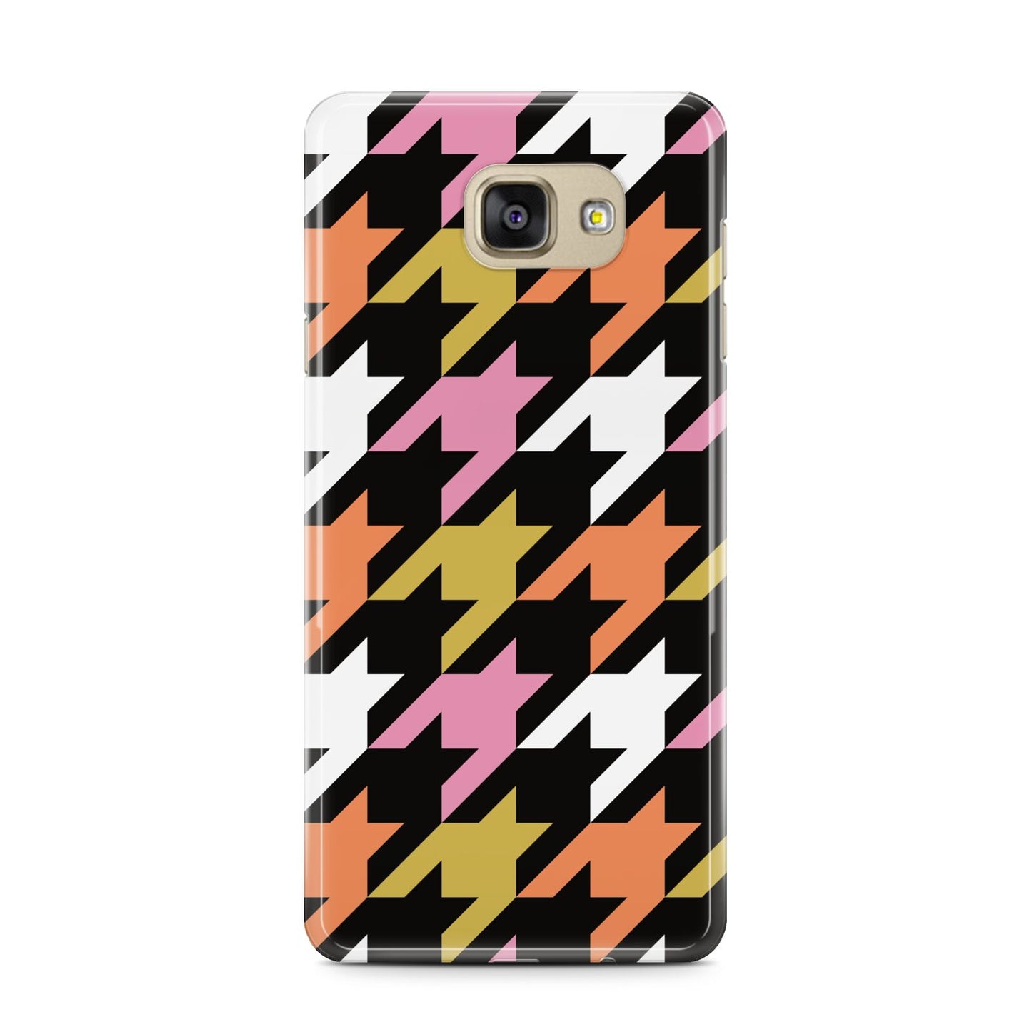 Retro Houndstooth Samsung Galaxy A7 2016 Case on gold phone