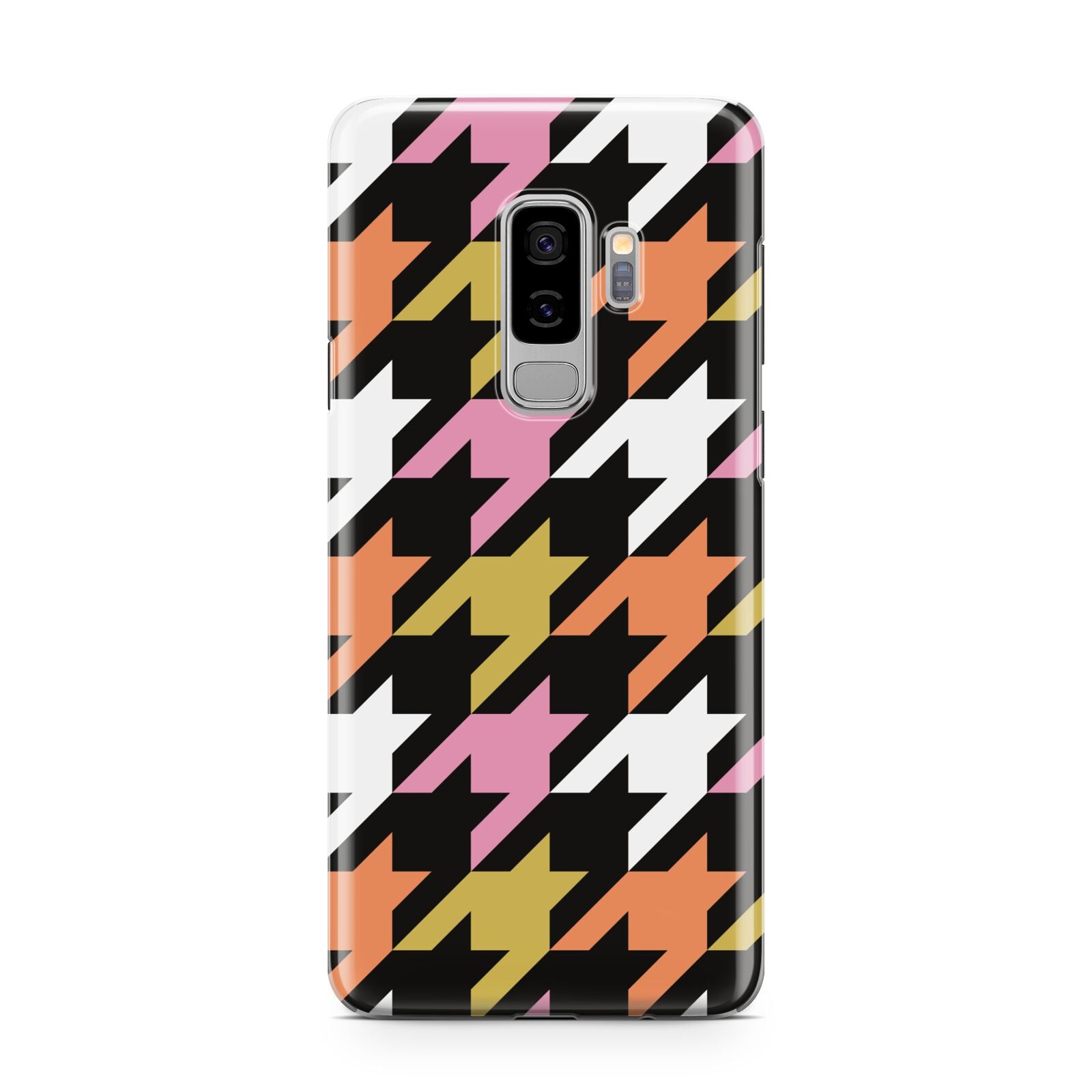 Retro Houndstooth Samsung Galaxy S9 Plus Case on Silver phone