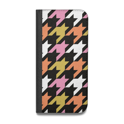 Retro Houndstooth Vegan Leather Flip iPhone Case