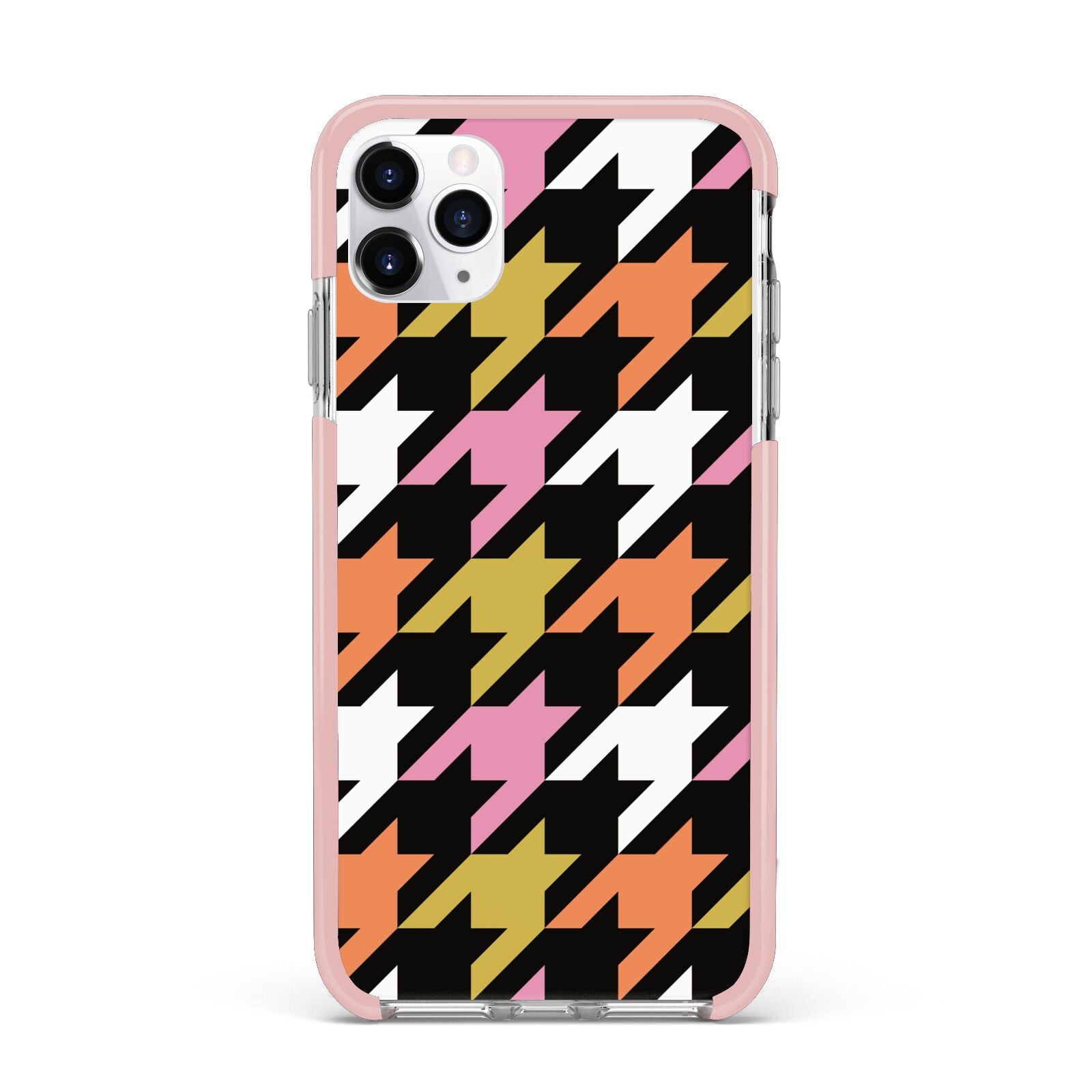 Retro Houndstooth iPhone 11 Pro Max Impact Pink Edge Case