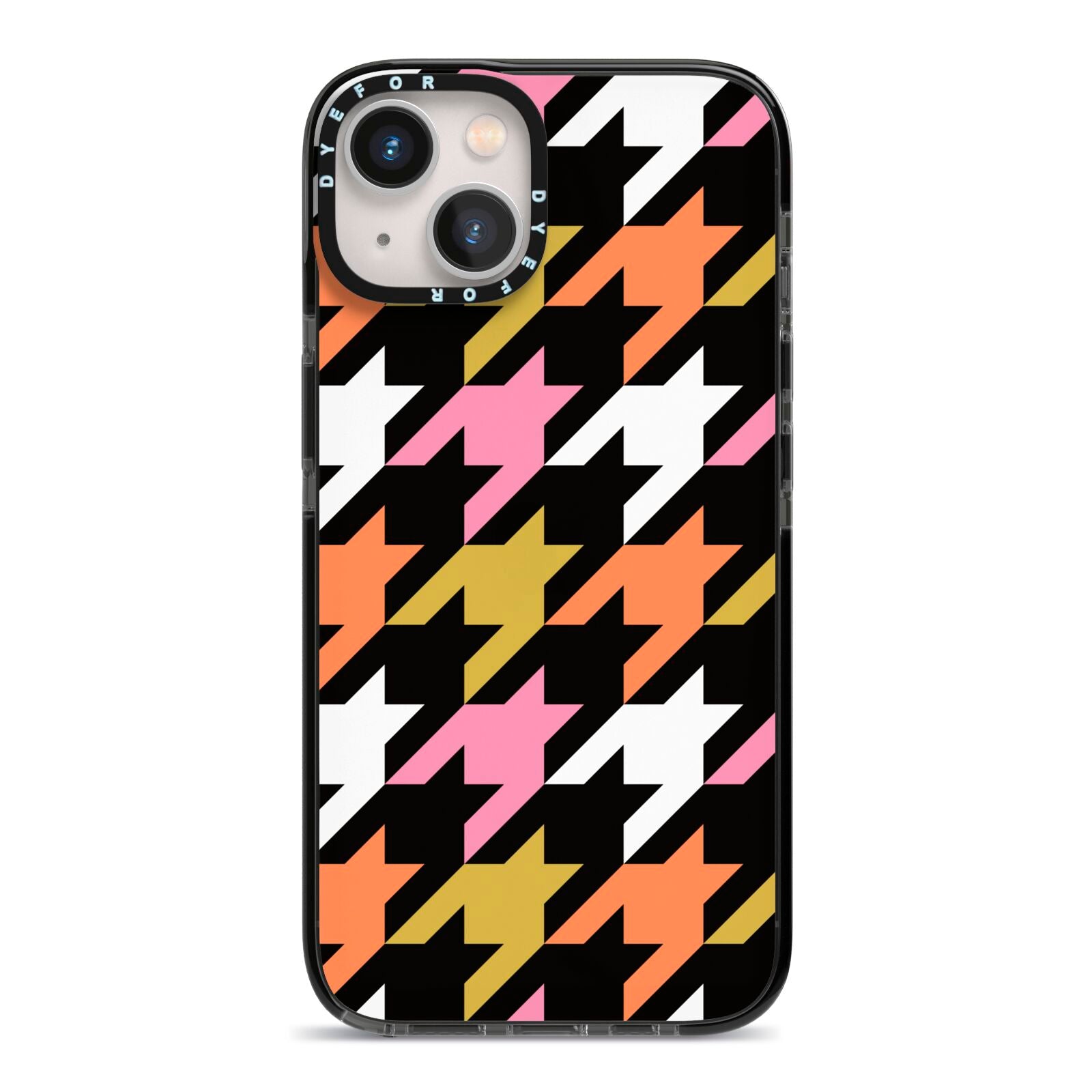 Retro Houndstooth iPhone 13 Black Impact Case on Silver phone