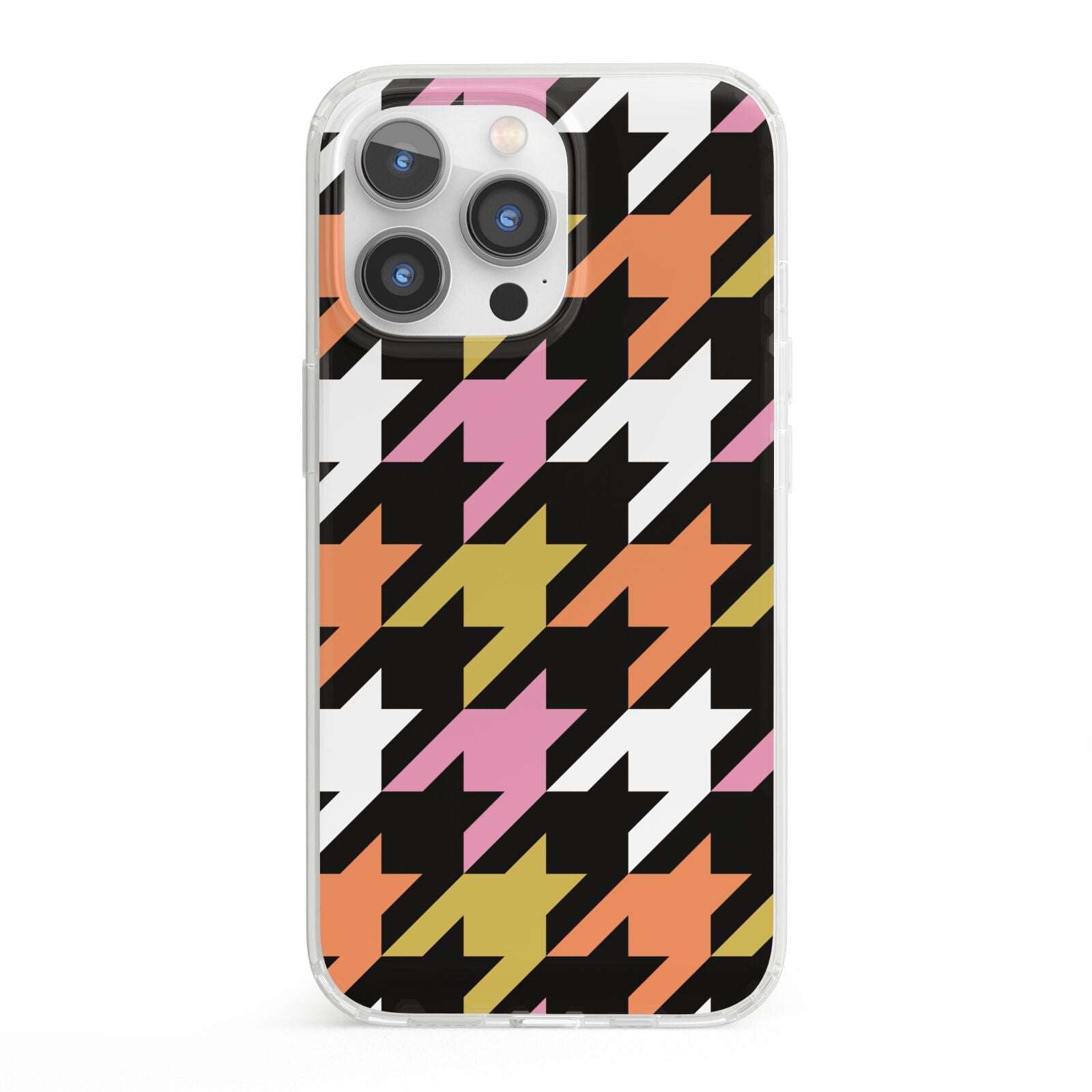 Retro Houndstooth iPhone 13 Pro Clear Bumper Case