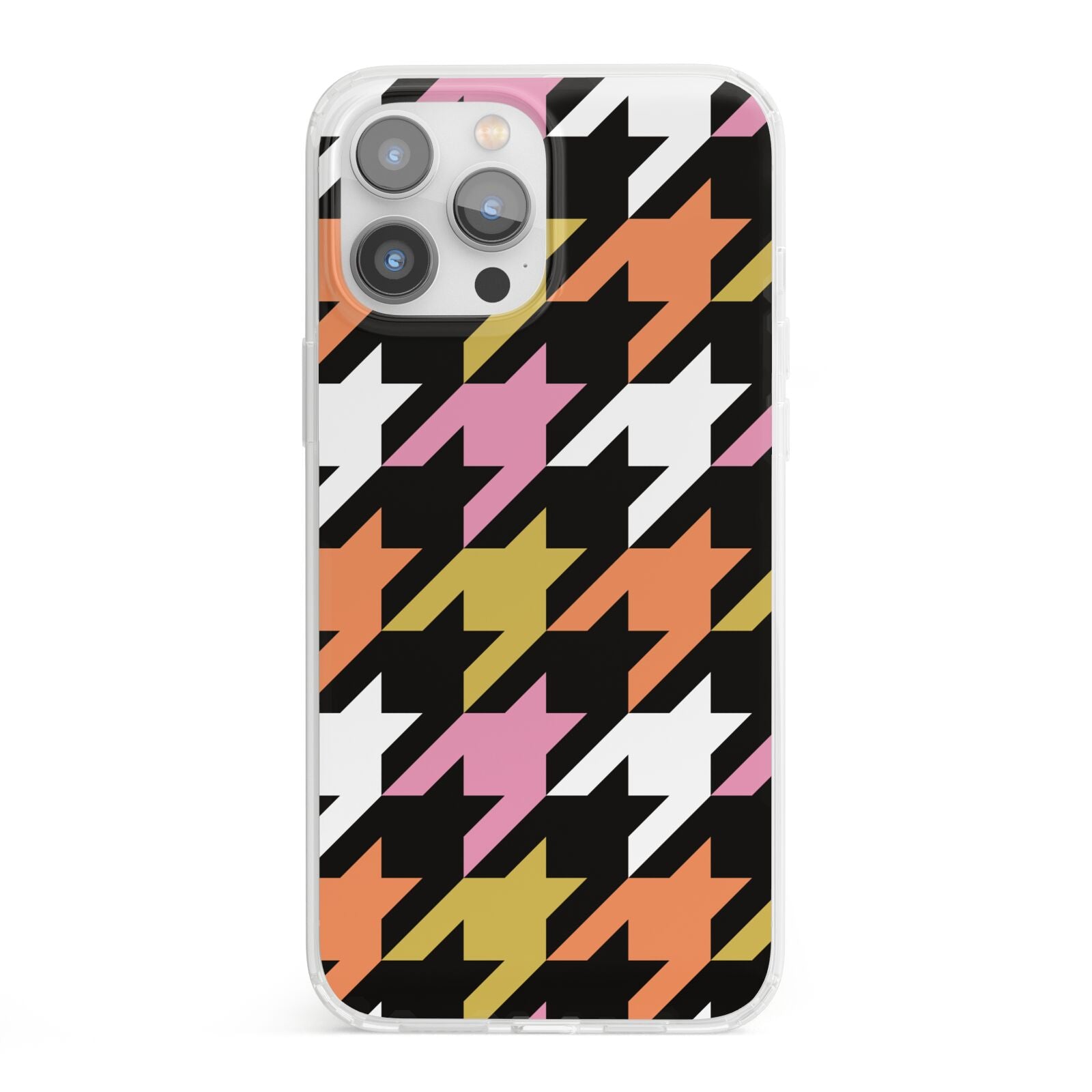 Retro Houndstooth iPhone 13 Pro Max Clear Bumper Case