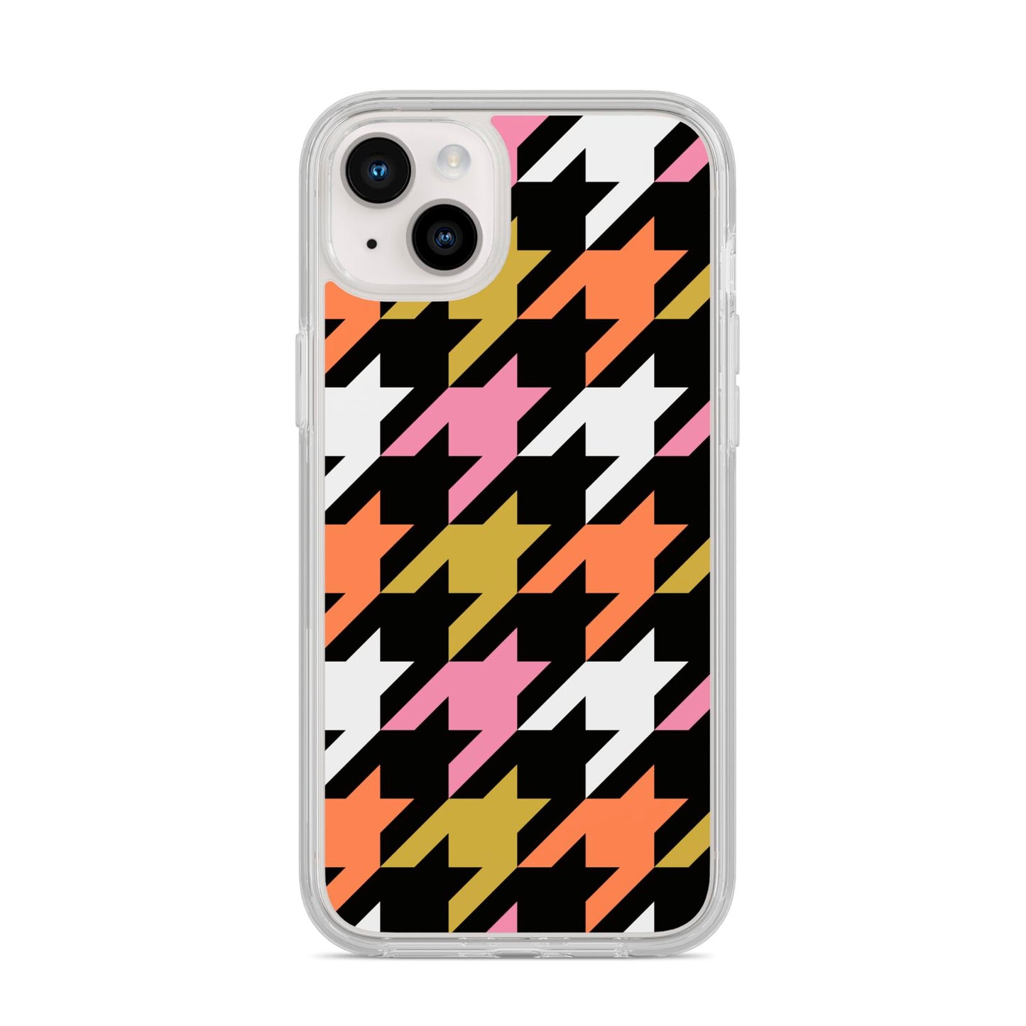 Retro Houndstooth iPhone 14 Plus Clear Tough Case Starlight