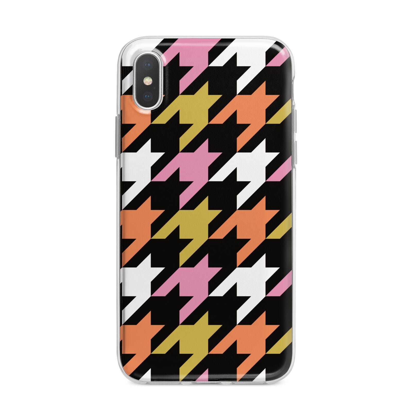 Retro Houndstooth iPhone X Bumper Case on Silver iPhone Alternative Image 1