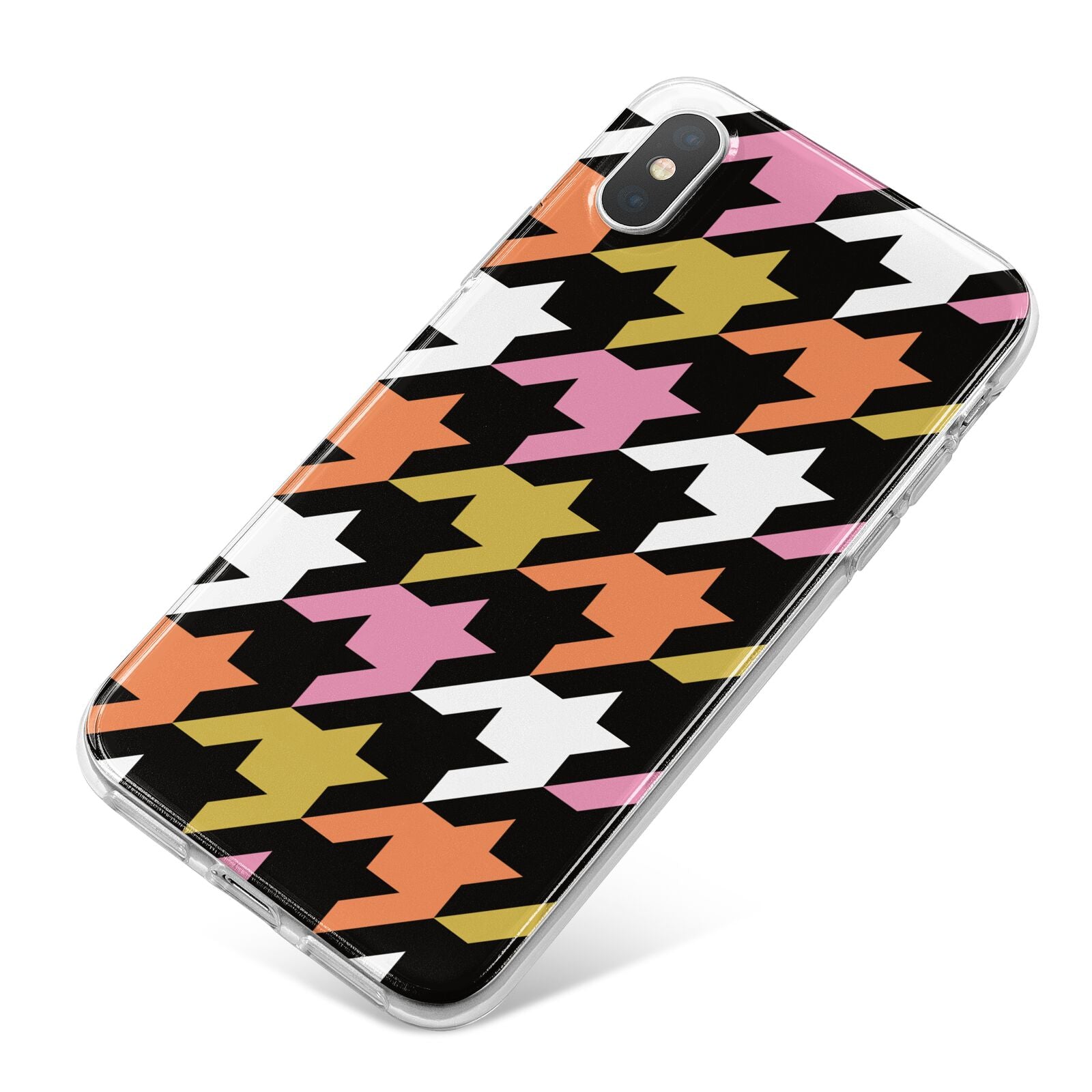 Retro Houndstooth iPhone X Bumper Case on Silver iPhone