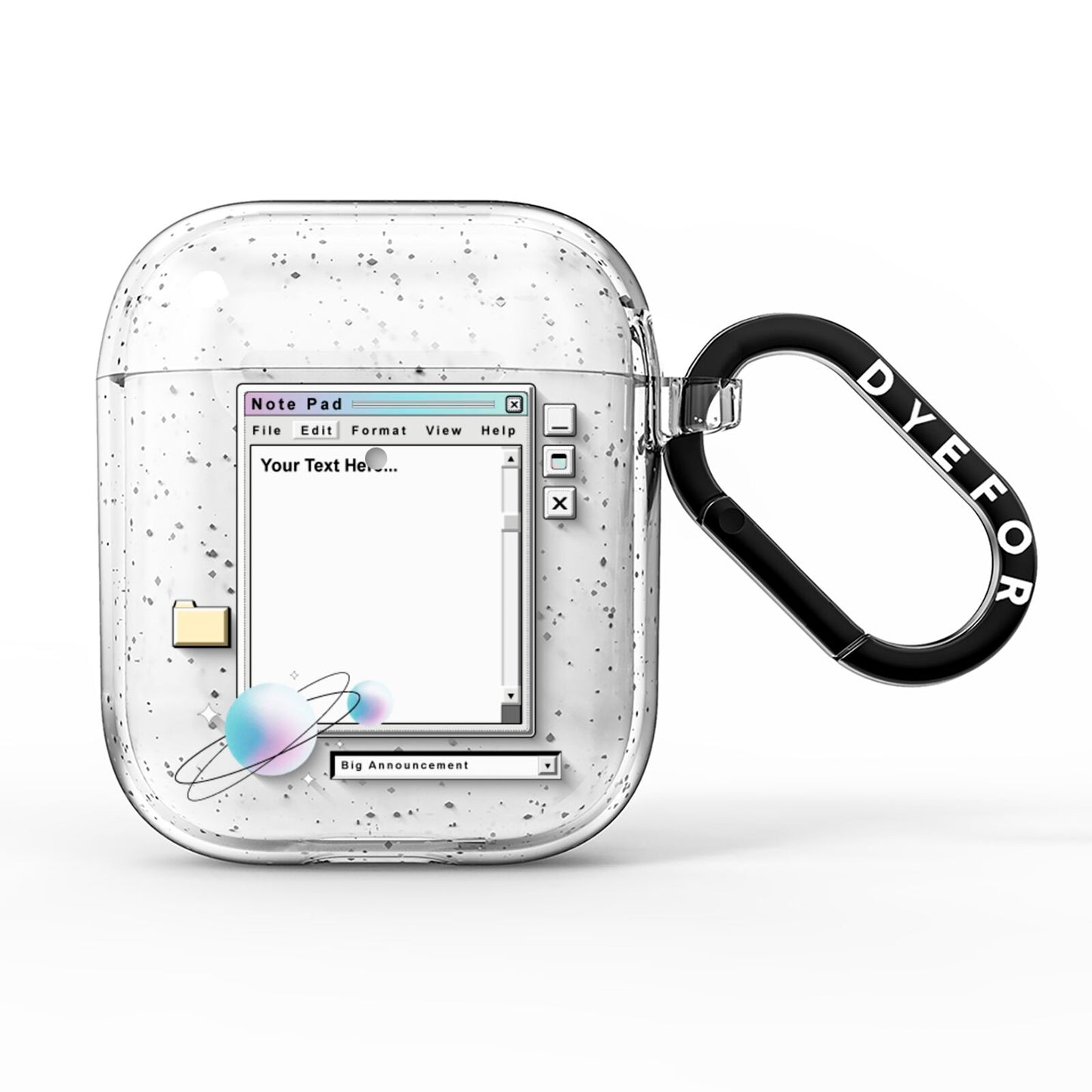 Retro Note Pad AirPods Glitter Case