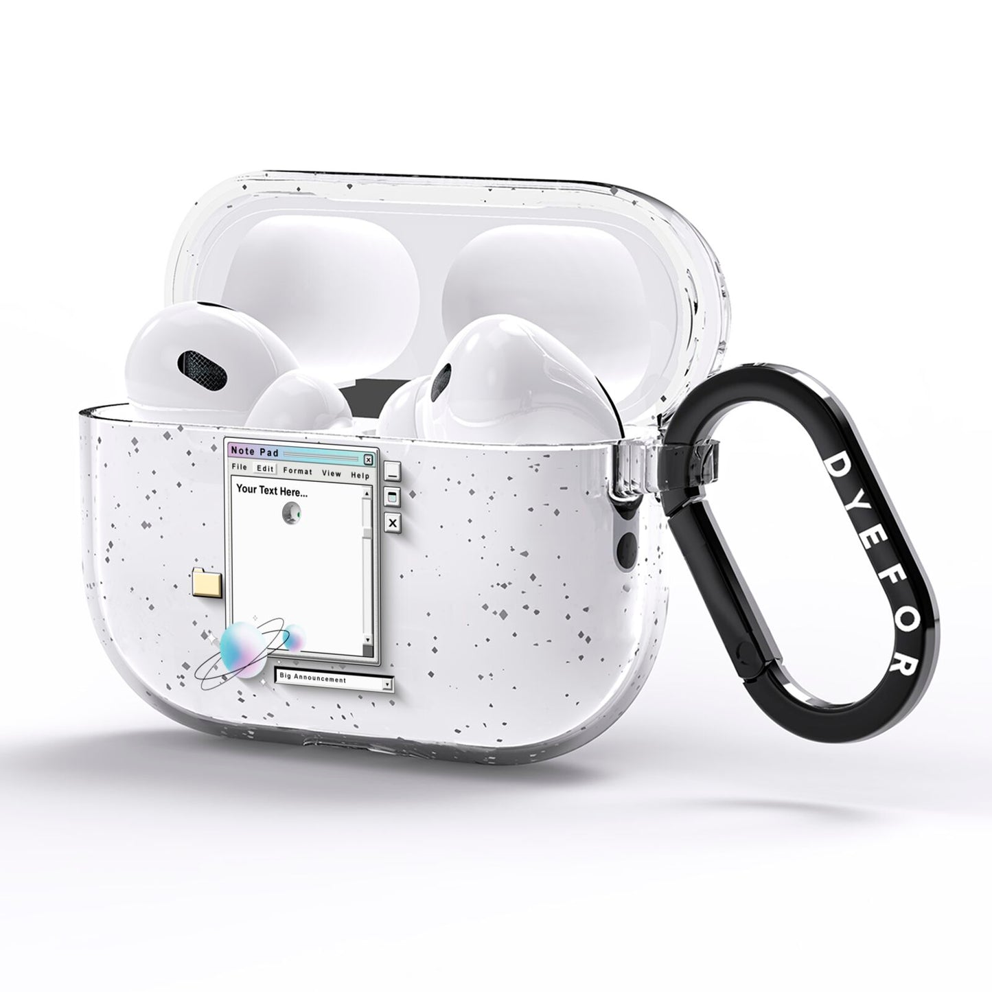 Retro Note Pad AirPods Pro Glitter Case Side Image