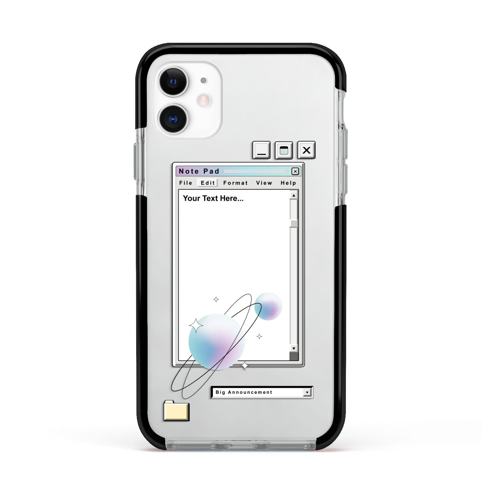 Retro Note Pad Apple iPhone 11 in White with Black Impact Case