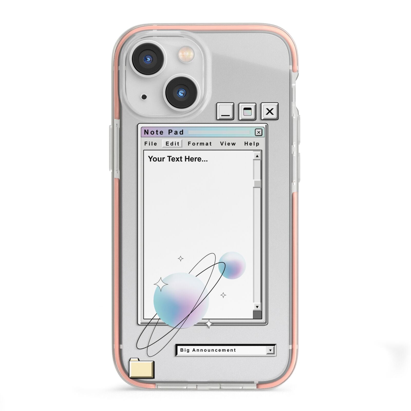 Retro Note Pad iPhone 13 Mini TPU Impact Case with Pink Edges