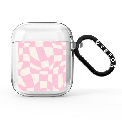 Retro Pink Check AirPods Clear Case