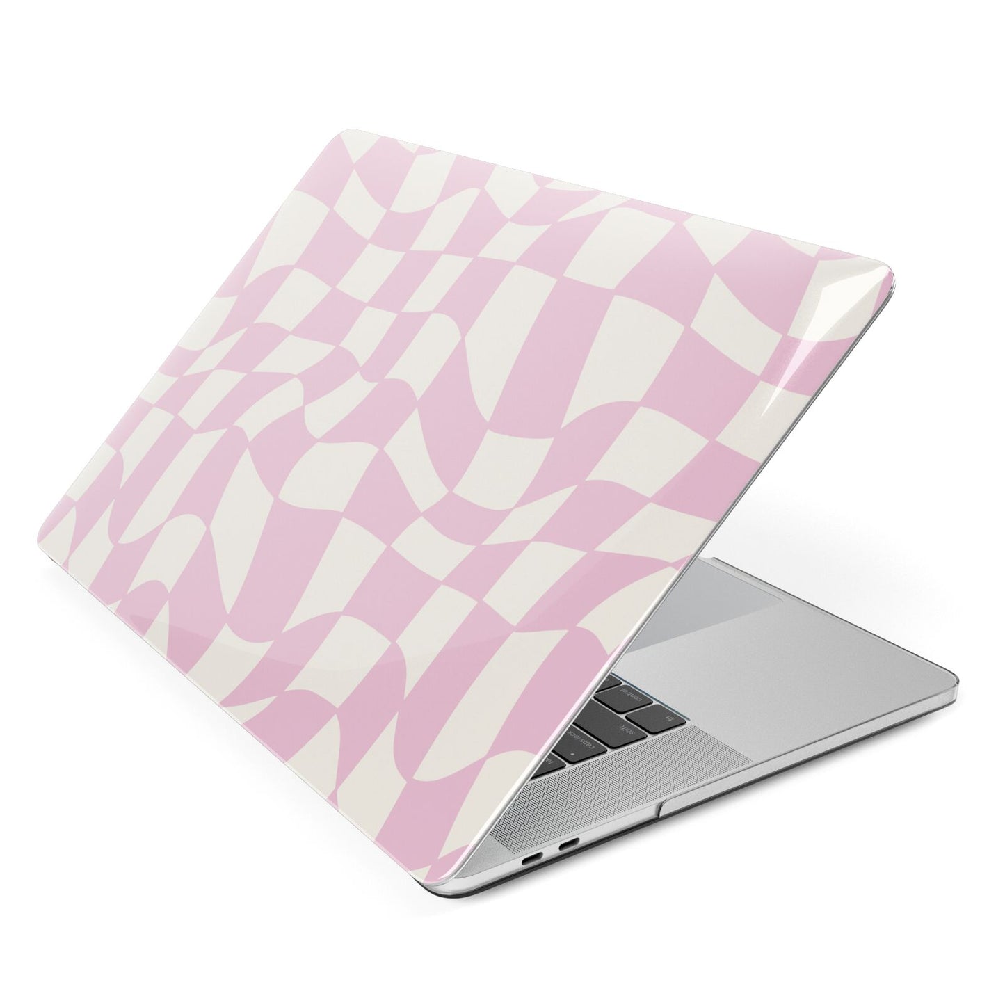 Retro Pink Check Apple MacBook Case Side View