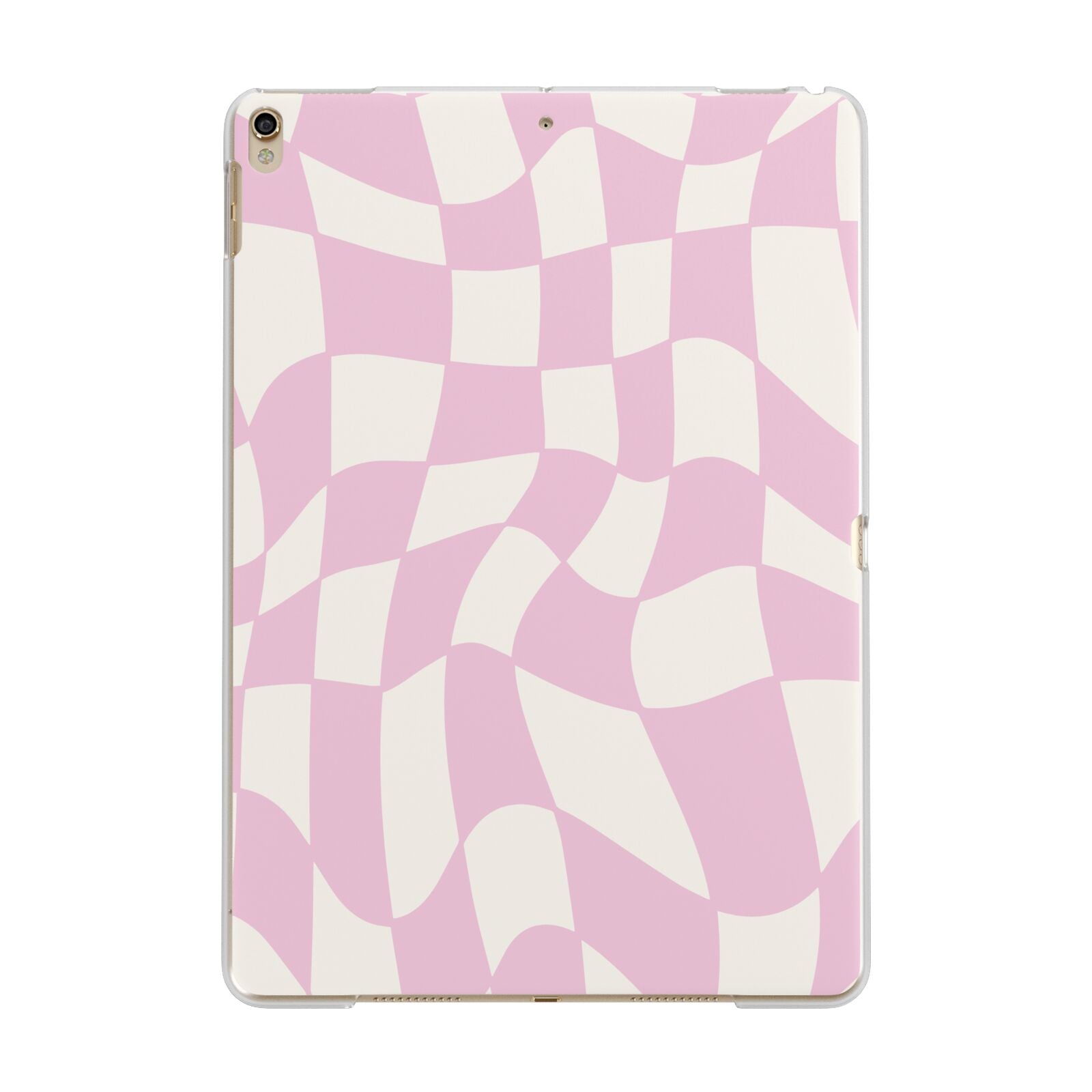 Retro Pink Check Apple iPad Gold Case