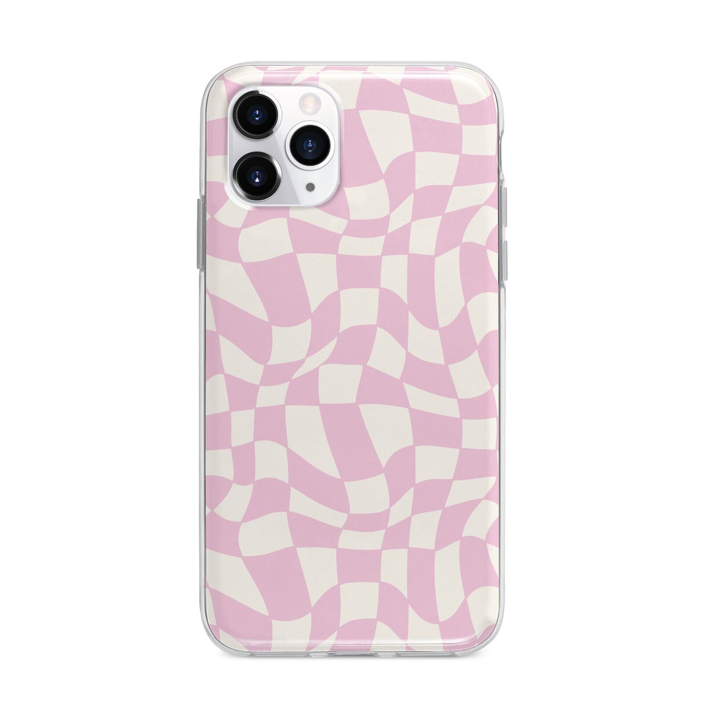 Retro Pink Check Apple iPhone 11 Pro Max in Silver with Bumper Case