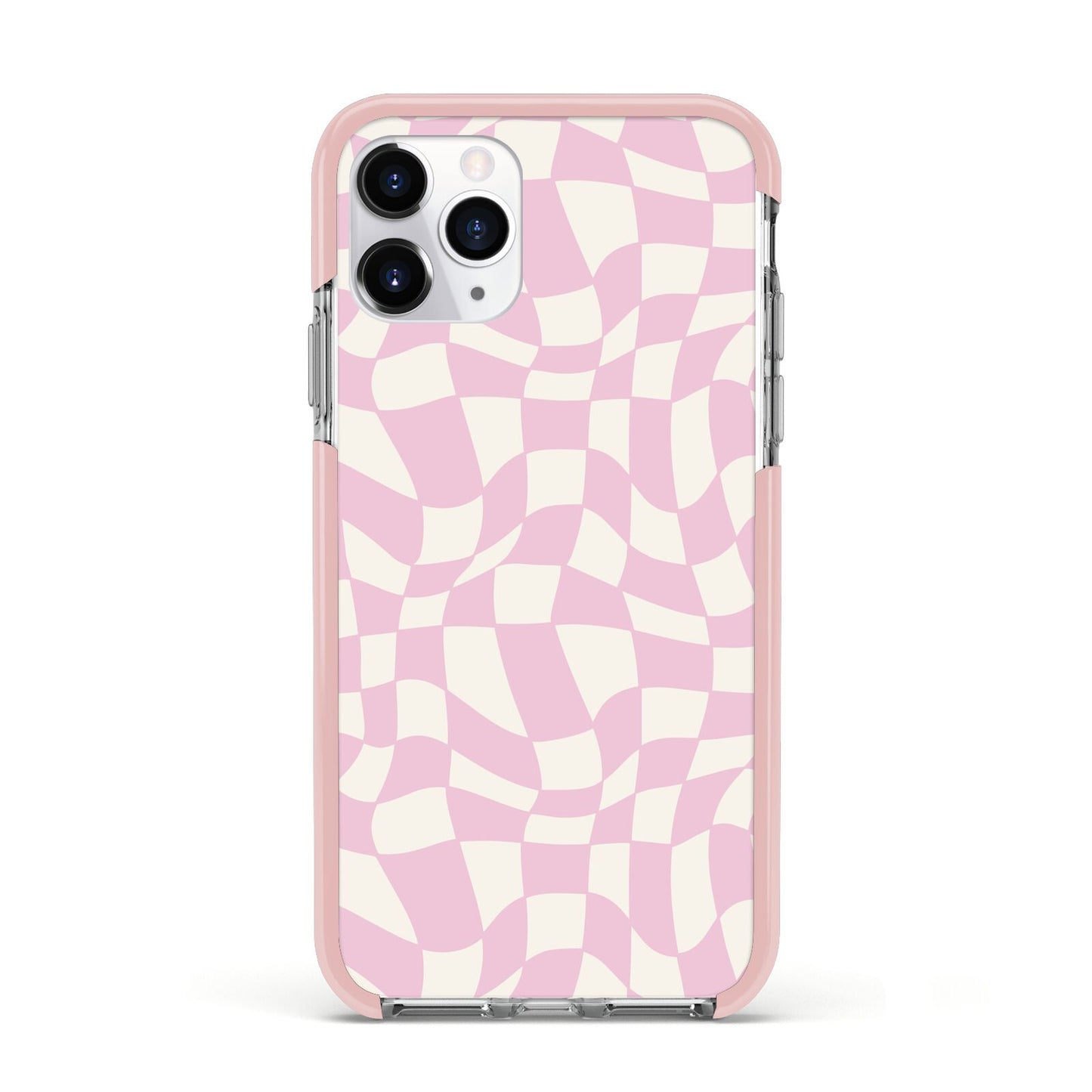 Retro Pink Check Apple iPhone 11 Pro in Silver with Pink Impact Case