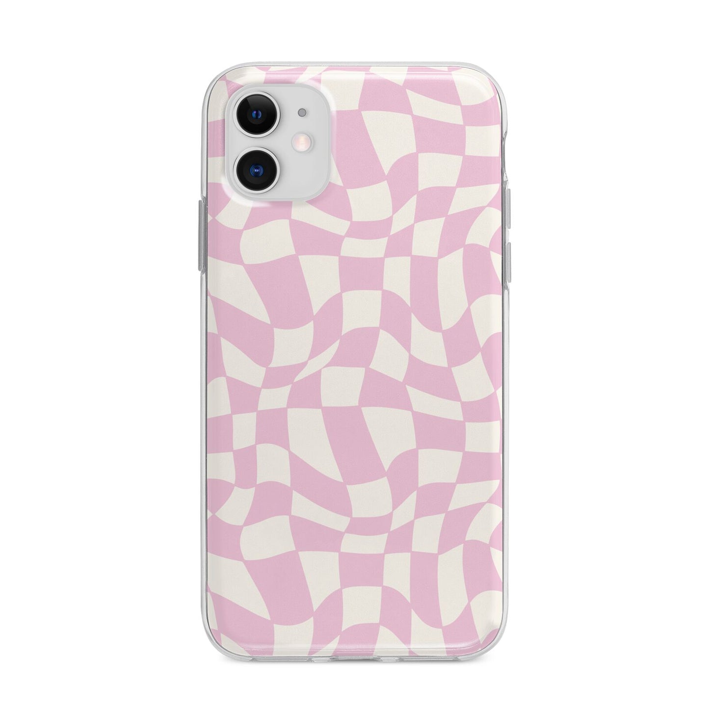 Retro Pink Check Apple iPhone 11 in White with Bumper Case