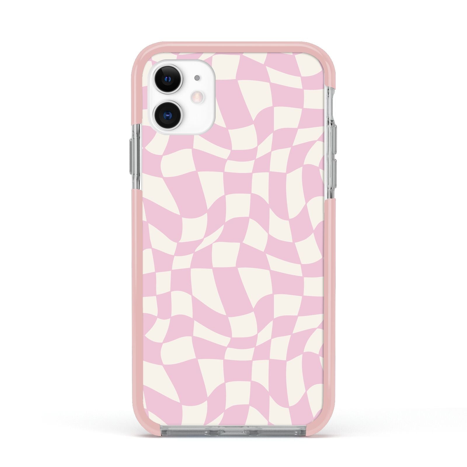 Retro Pink Check Apple iPhone 11 in White with Pink Impact Case