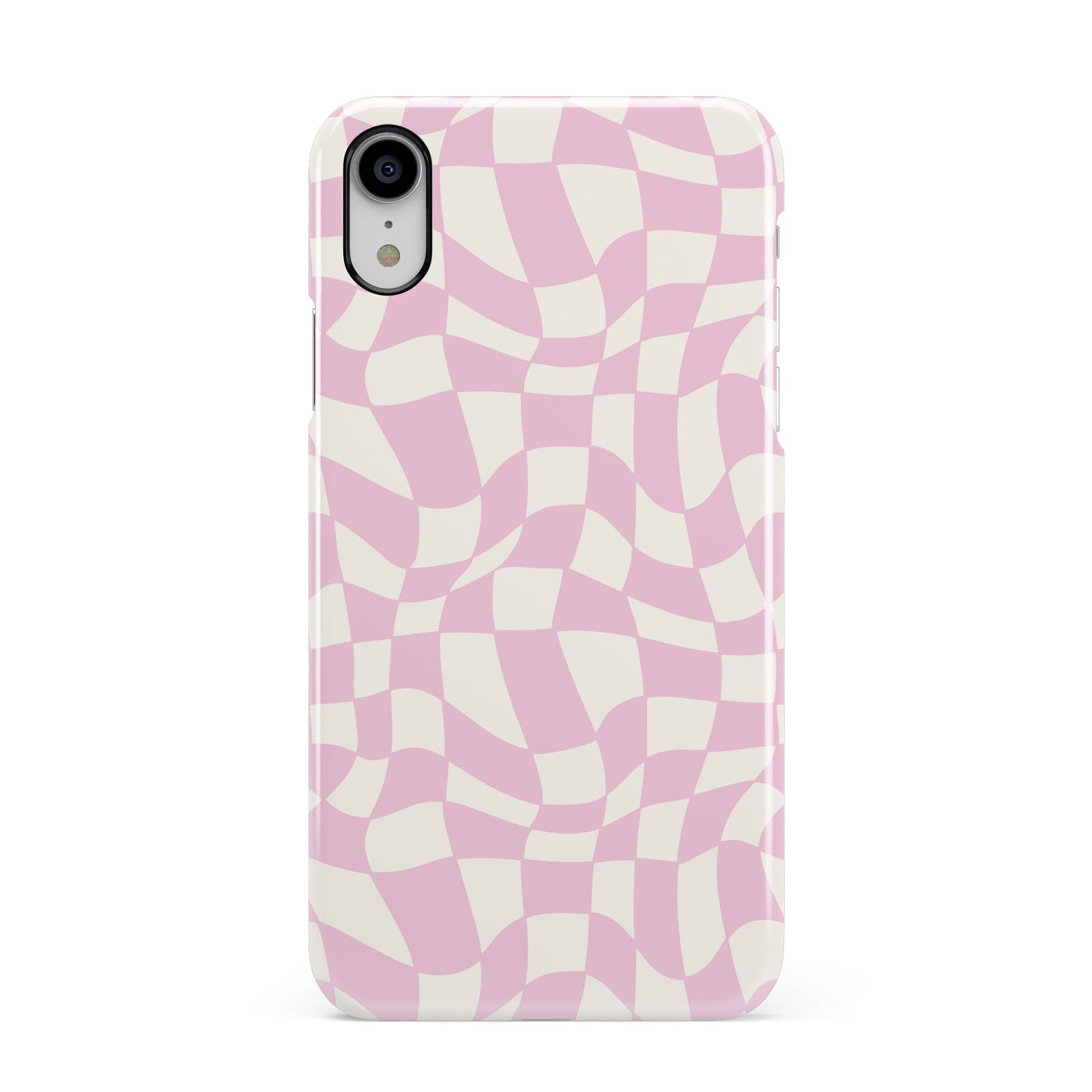 Retro Pink Check Apple iPhone XR White 3D Snap Case