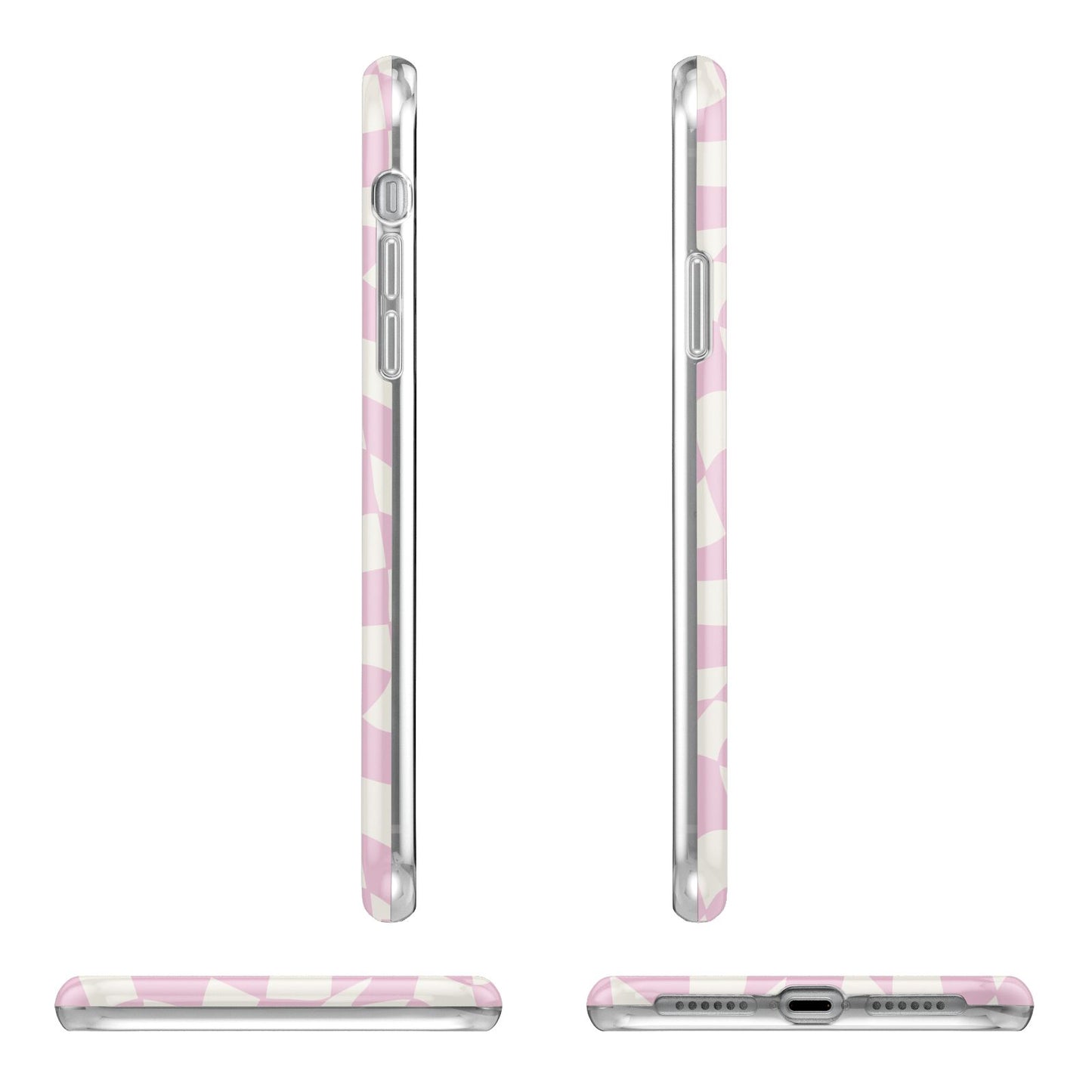 Retro Pink Check Apple iPhone XR in White with 3D Wrap Tough Case Alternative Image Angles