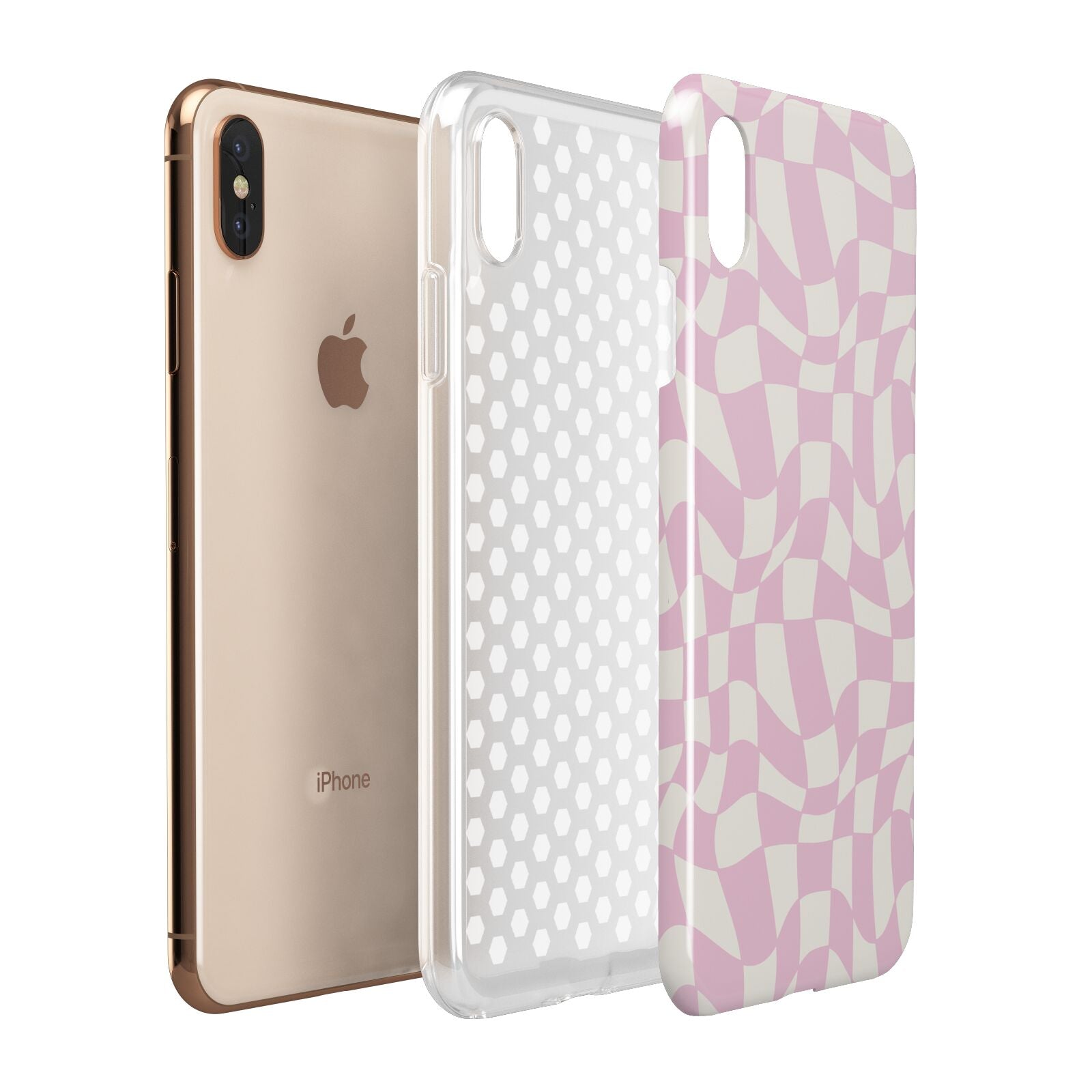 Retro Pink Check Apple iPhone Xs Max 3D Tough Case Expanded View