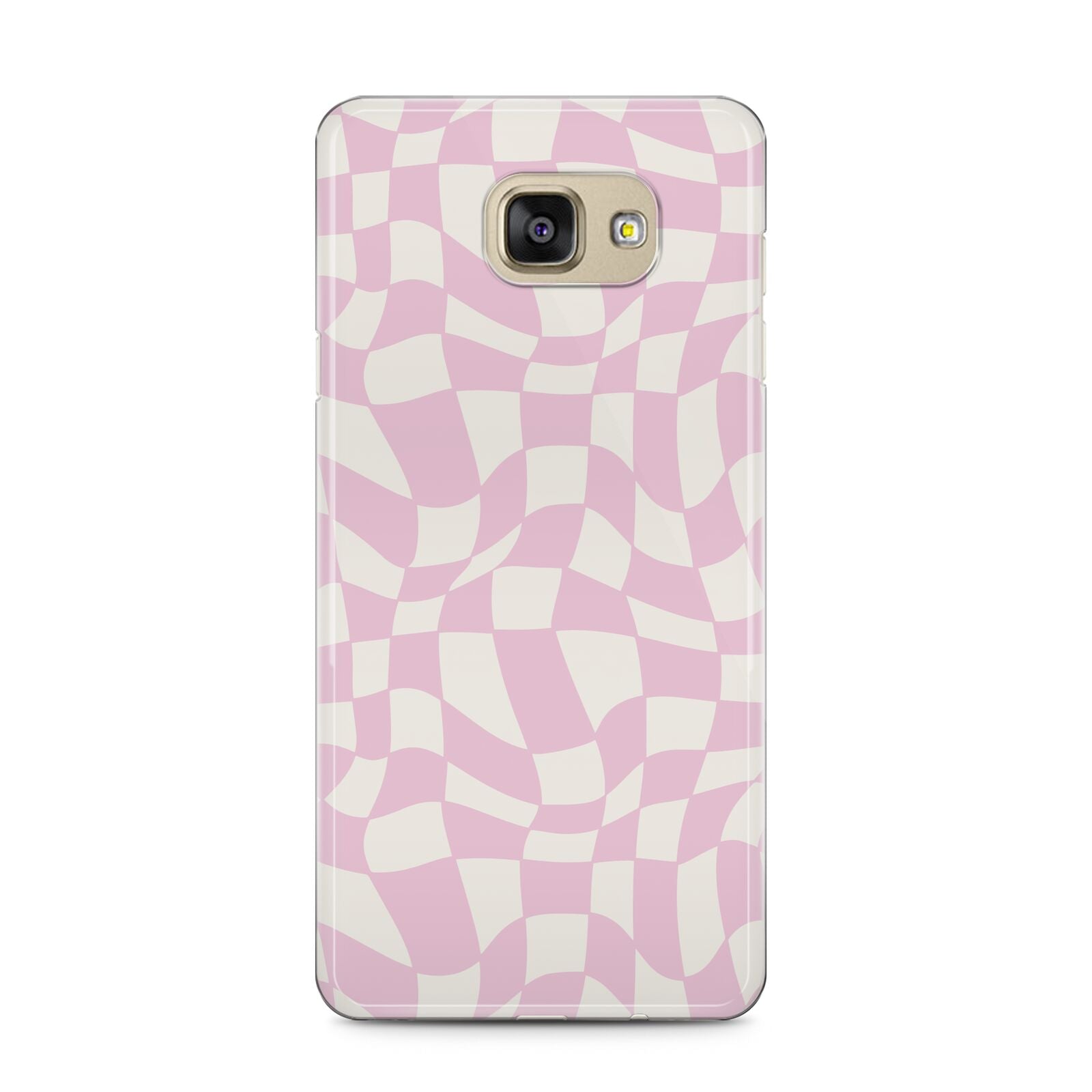 Retro Pink Check Samsung Galaxy A5 2016 Case on gold phone