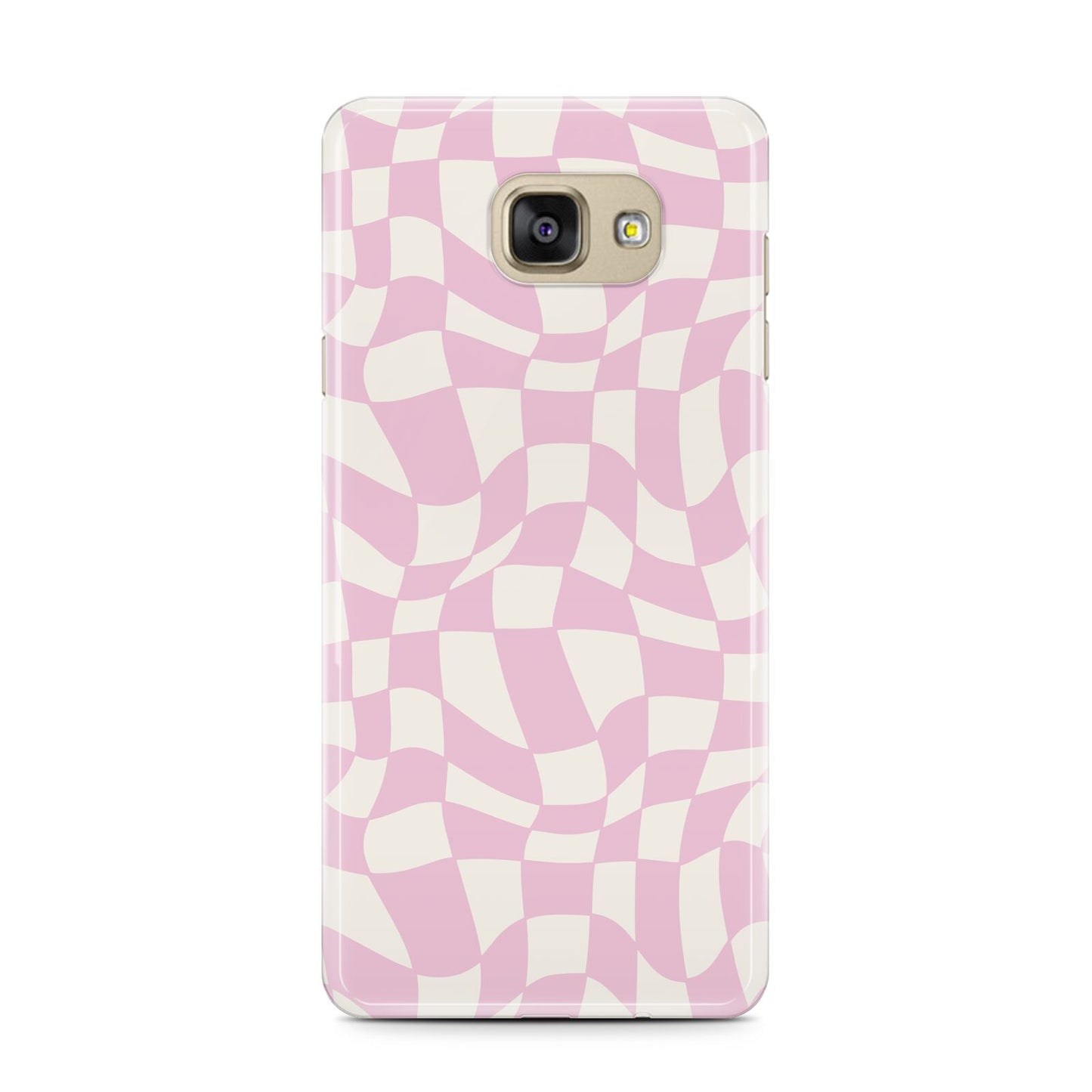 Retro Pink Check Samsung Galaxy A7 2016 Case on gold phone