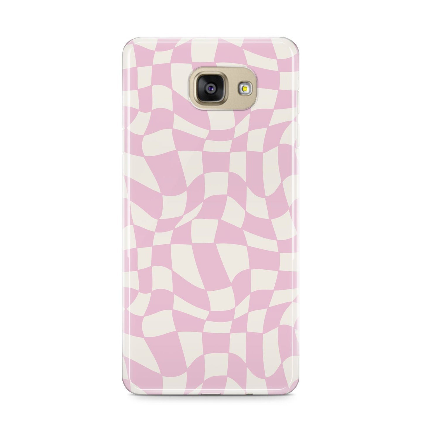 Retro Pink Check Samsung Galaxy A9 2016 Case on gold phone