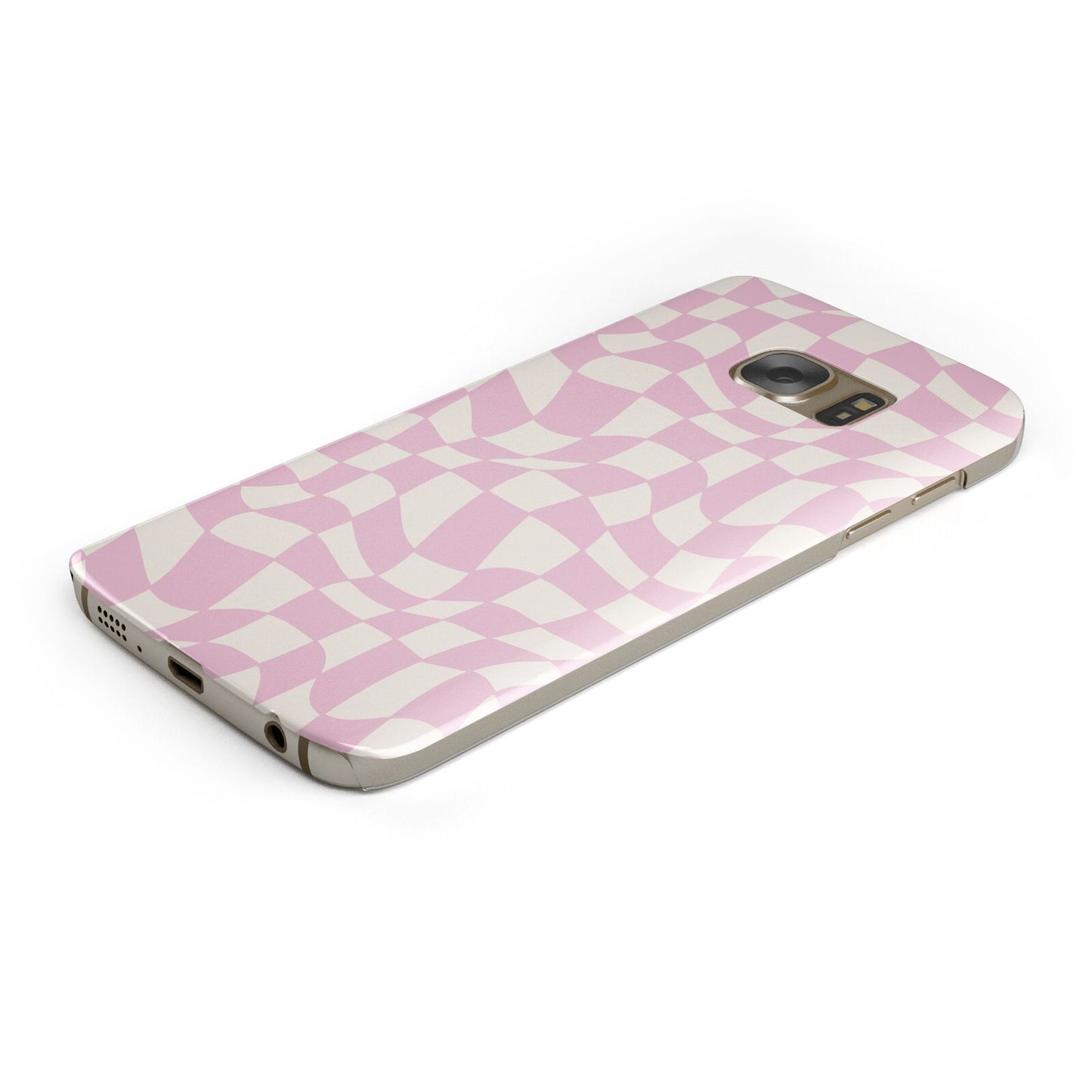 Retro Pink Check Samsung Galaxy Case Bottom Cutout