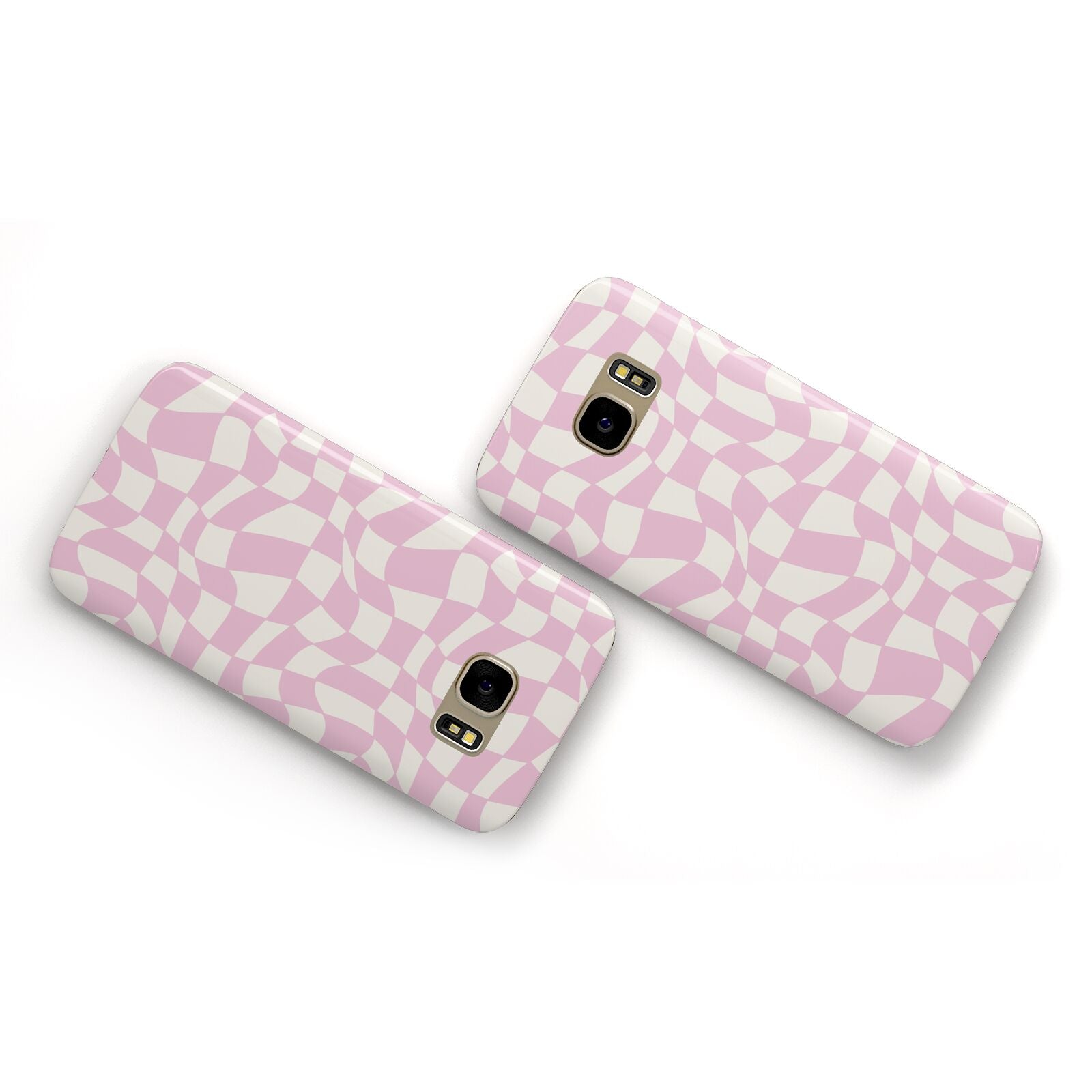 Retro Pink Check Samsung Galaxy Case Flat Overview