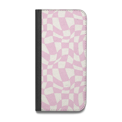 Retro Pink Check Vegan Leather Flip iPhone Case