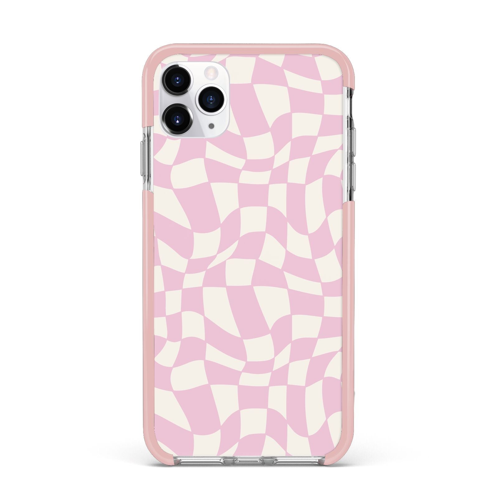 Retro Pink Check iPhone 11 Pro Max Impact Pink Edge Case