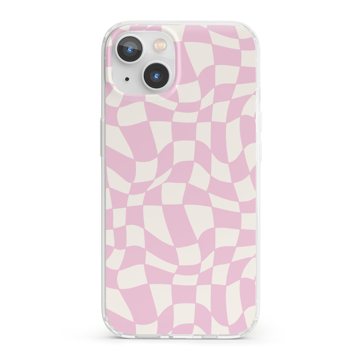 Retro Pink Check iPhone 13 Clear Bumper Case