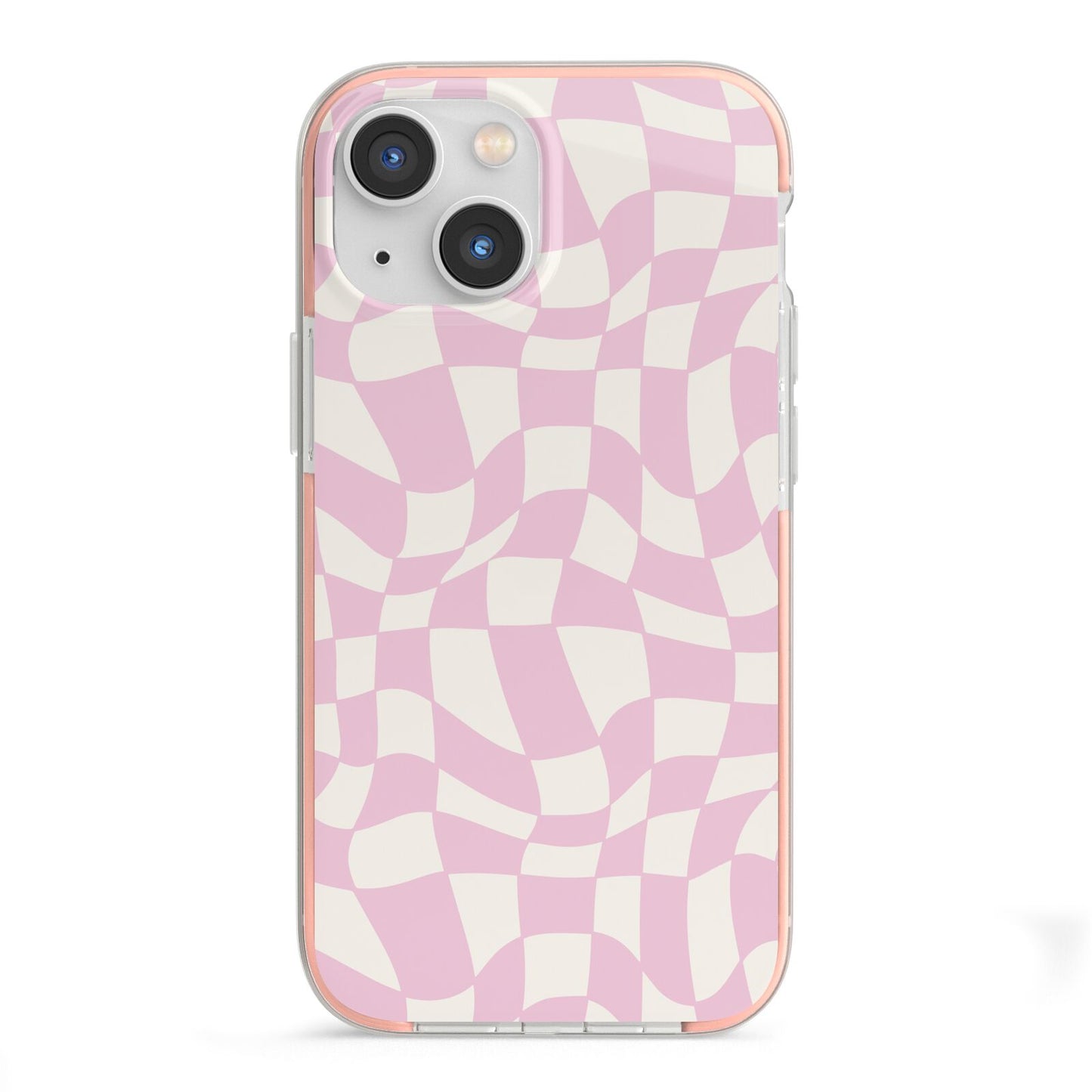 Retro Pink Check iPhone 13 Mini TPU Impact Case with Pink Edges