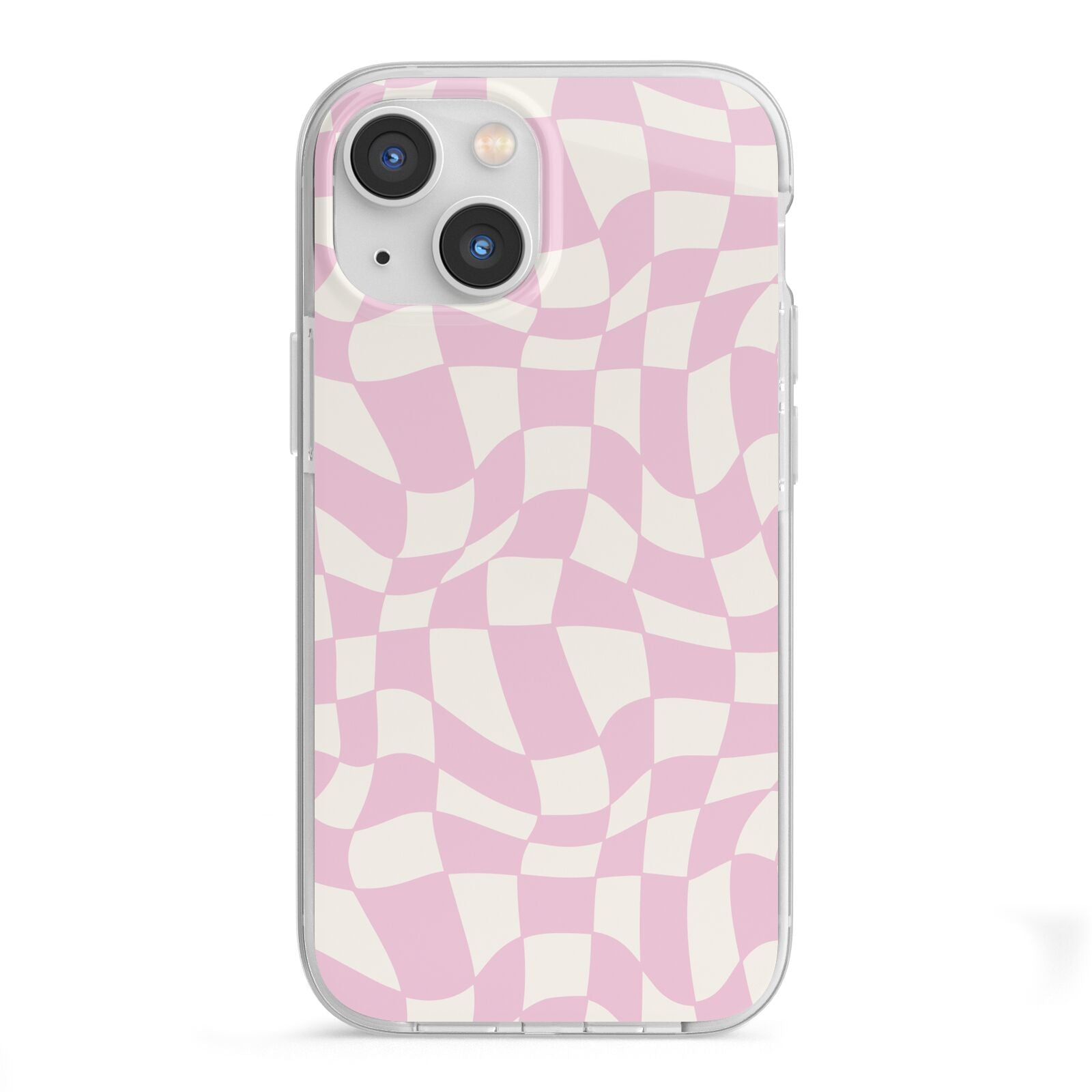 Retro Pink Check iPhone 13 Mini TPU Impact Case with White Edges