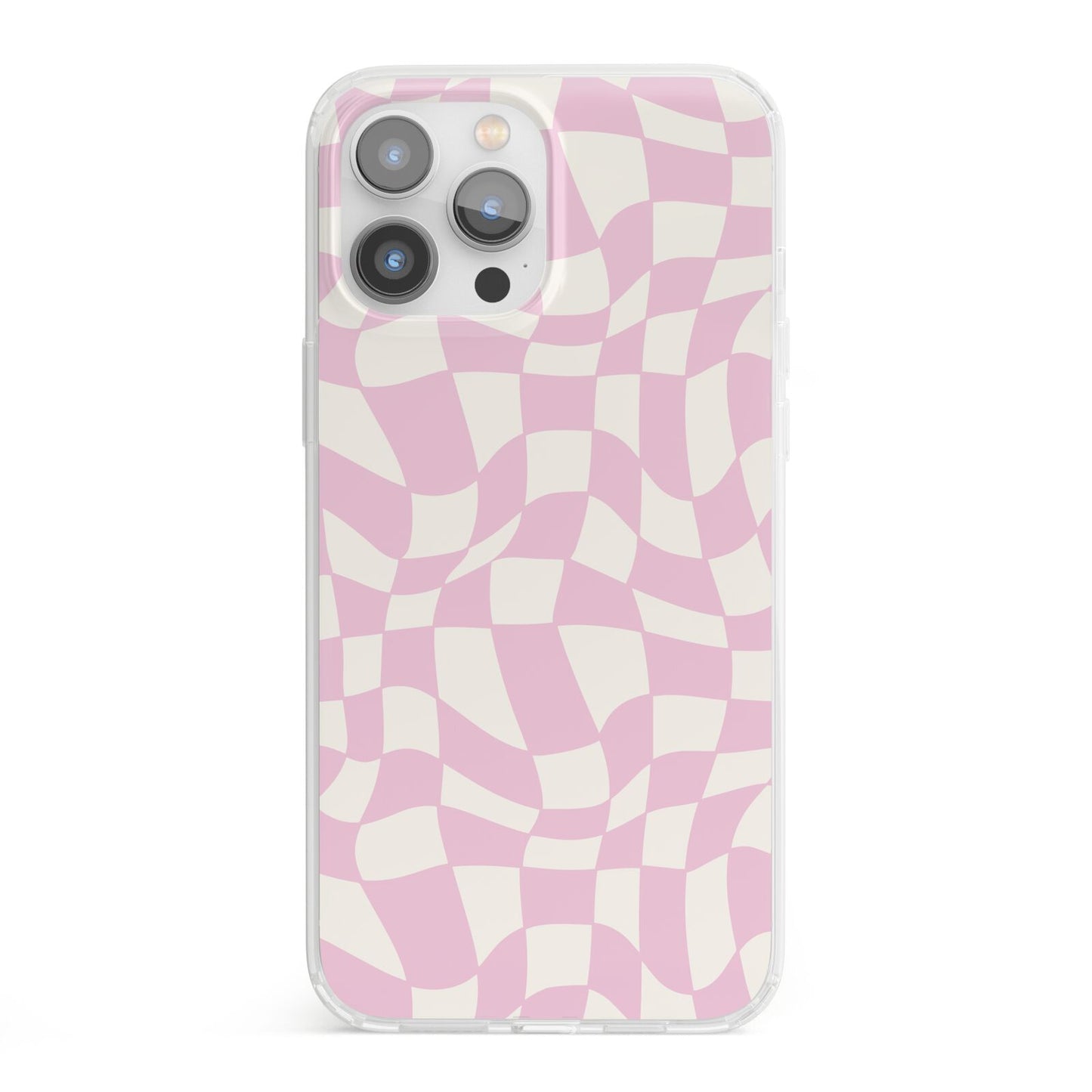 Retro Pink Check iPhone 13 Pro Max Clear Bumper Case