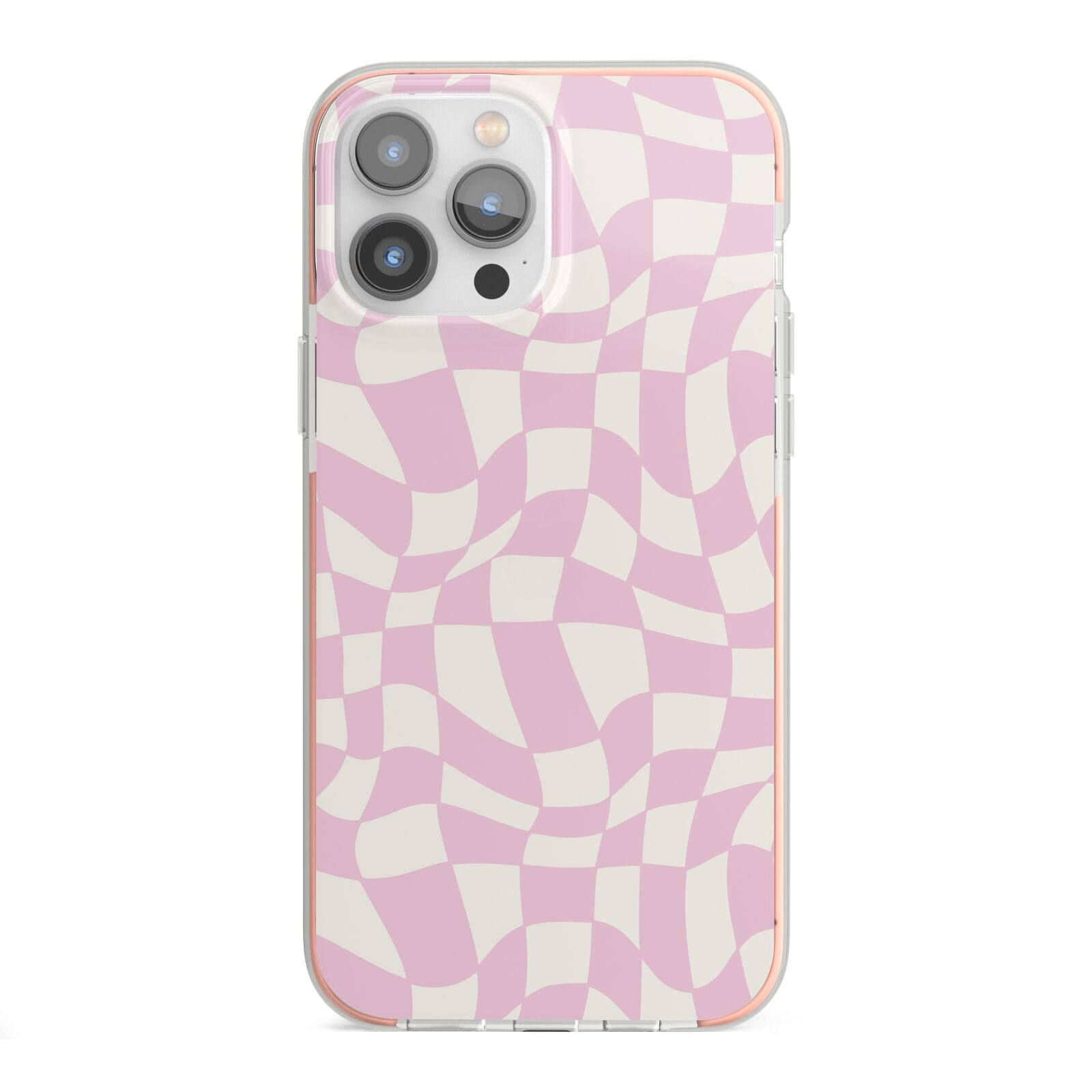 Retro Pink Check iPhone 13 Pro Max TPU Impact Case with Pink Edges