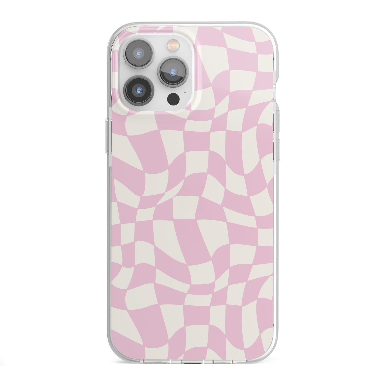 Retro Pink Check iPhone 13 Pro Max TPU Impact Case with White Edges