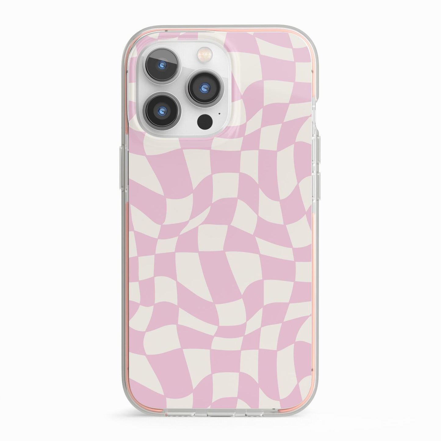 Retro Pink Check iPhone 13 Pro TPU Impact Case with Pink Edges