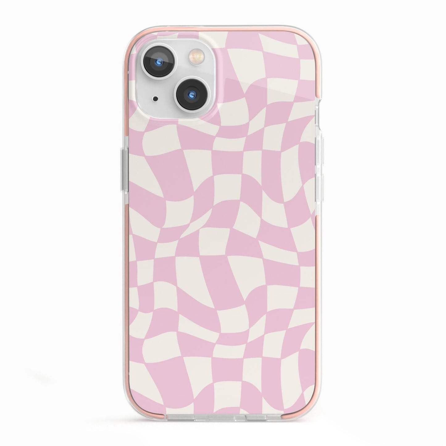 Retro Pink Check iPhone 13 TPU Impact Case with Pink Edges