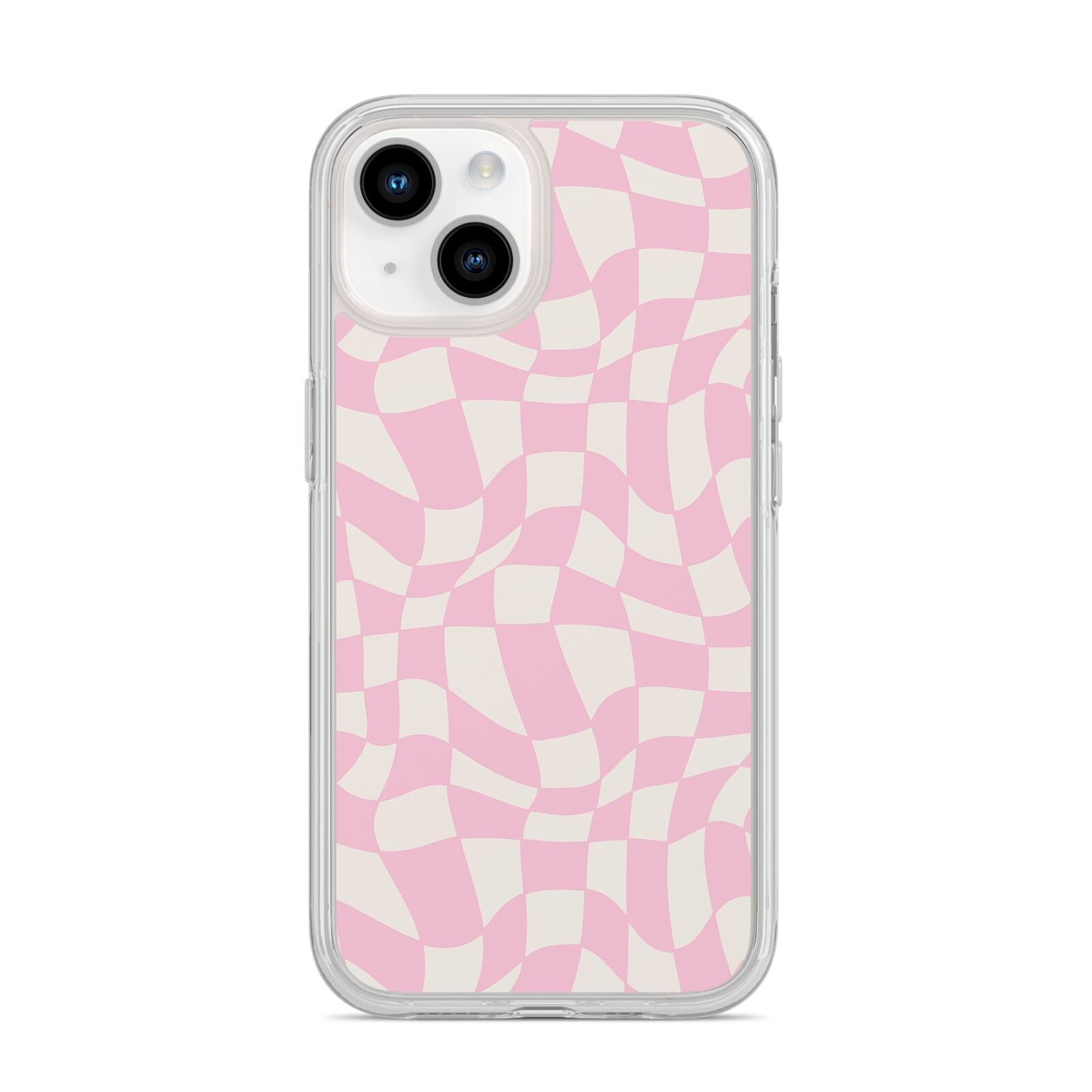 Retro Pink Check iPhone 14 Clear Tough Case Starlight