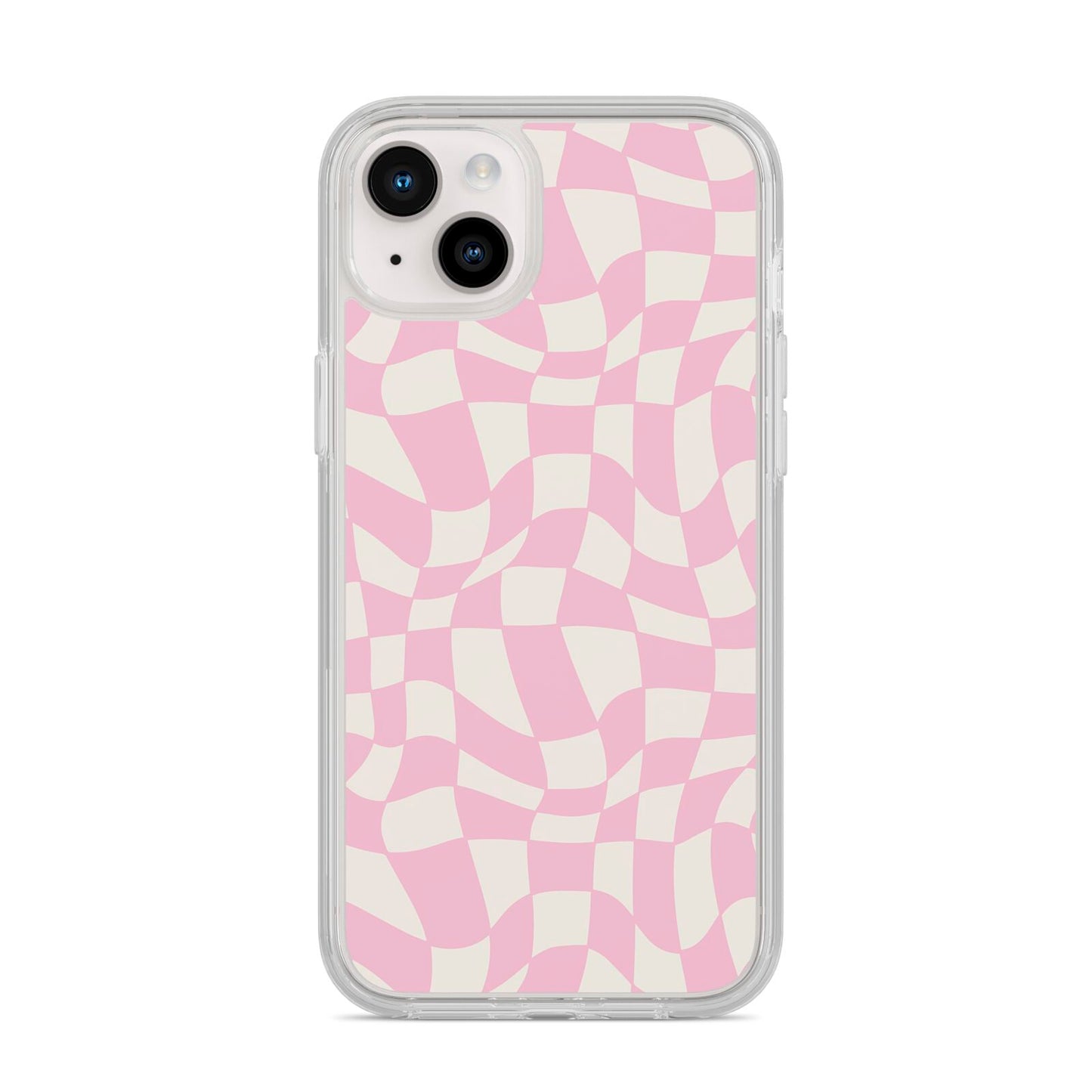 Retro Pink Check iPhone 14 Plus Clear Tough Case Starlight